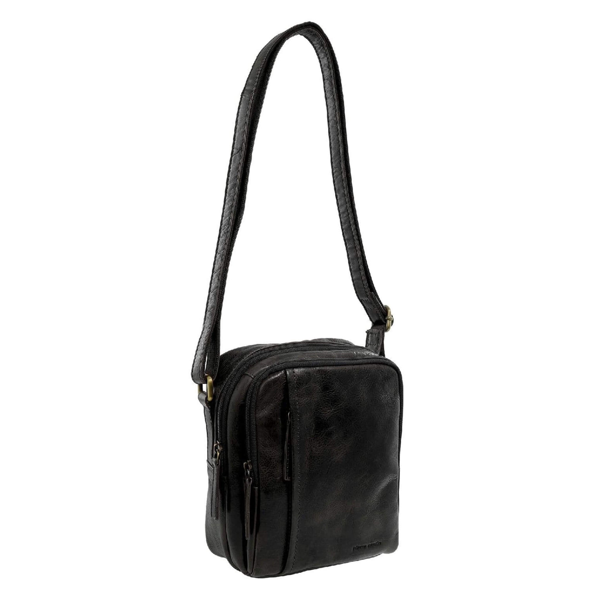 Pierre Cardin Men's Leather Crossbody Bag in Black