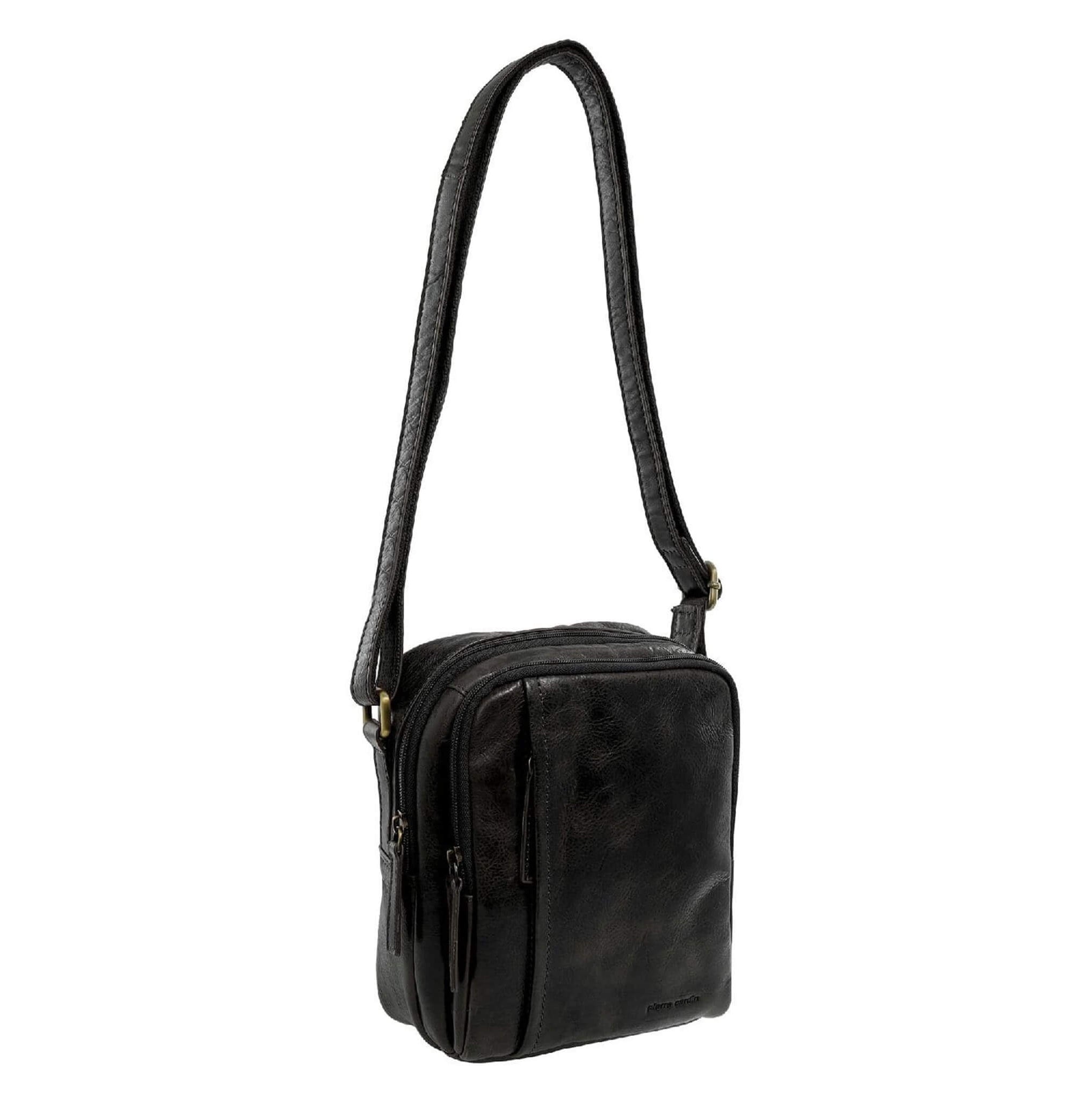 Pierre Cardin Men's Leather Crossbody Bag in Black