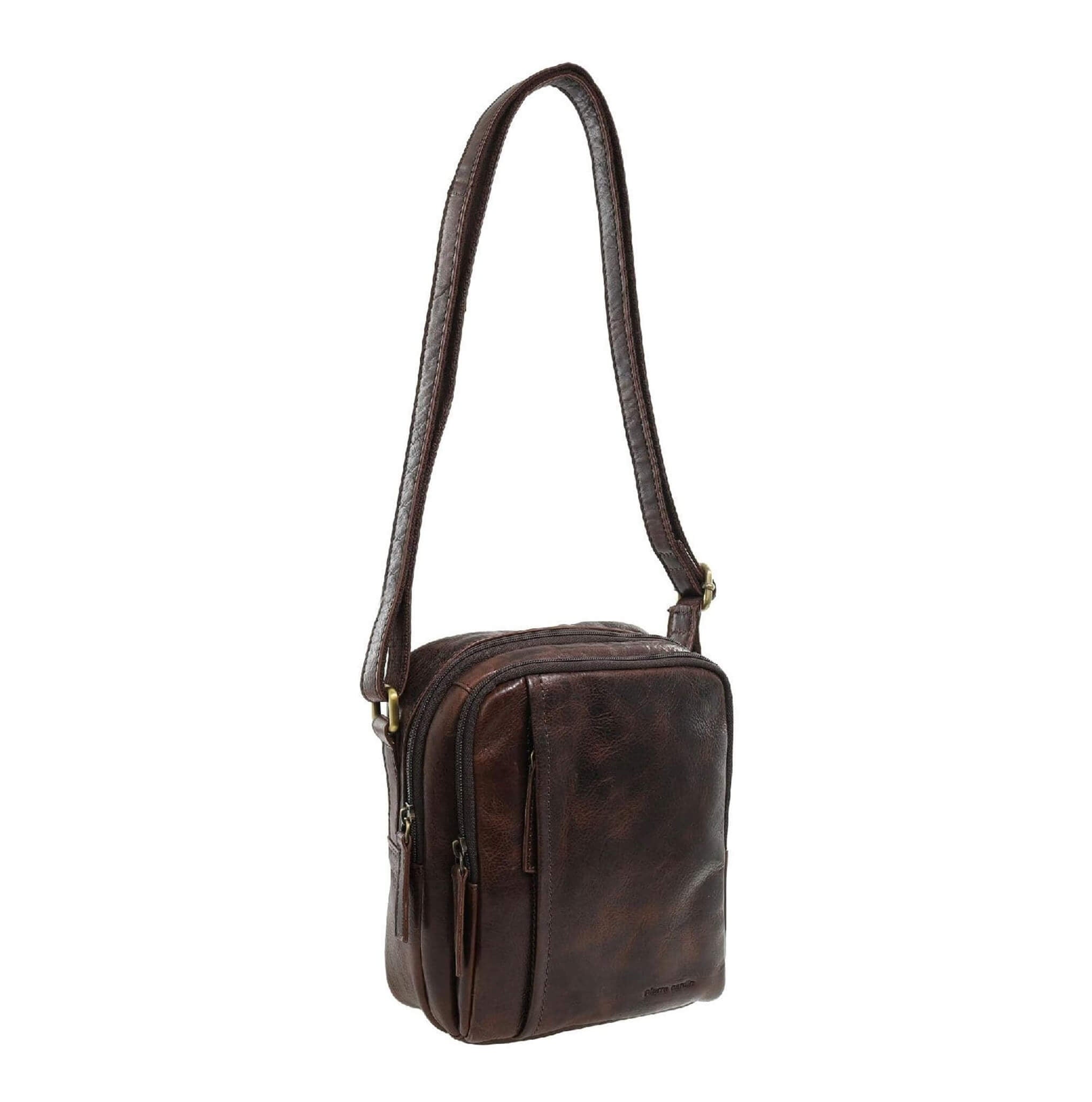 Pierre Cardin Men's Leather Crossbody Bag in Chocolate