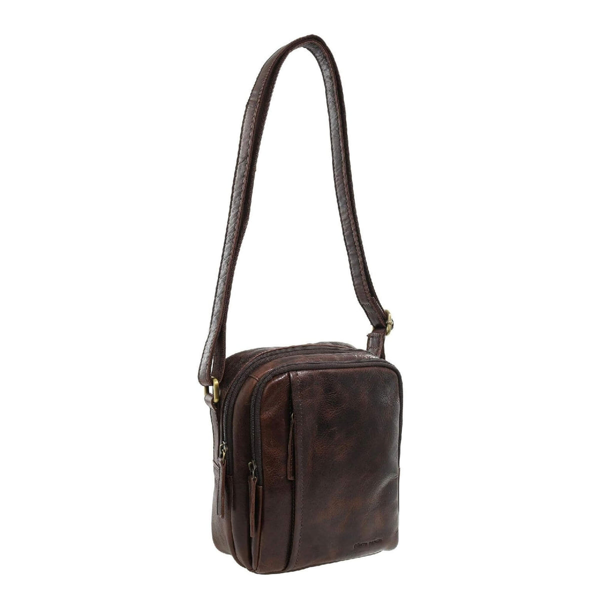 Pierre Cardin Men's Leather Crossbody Bag in Chocolate