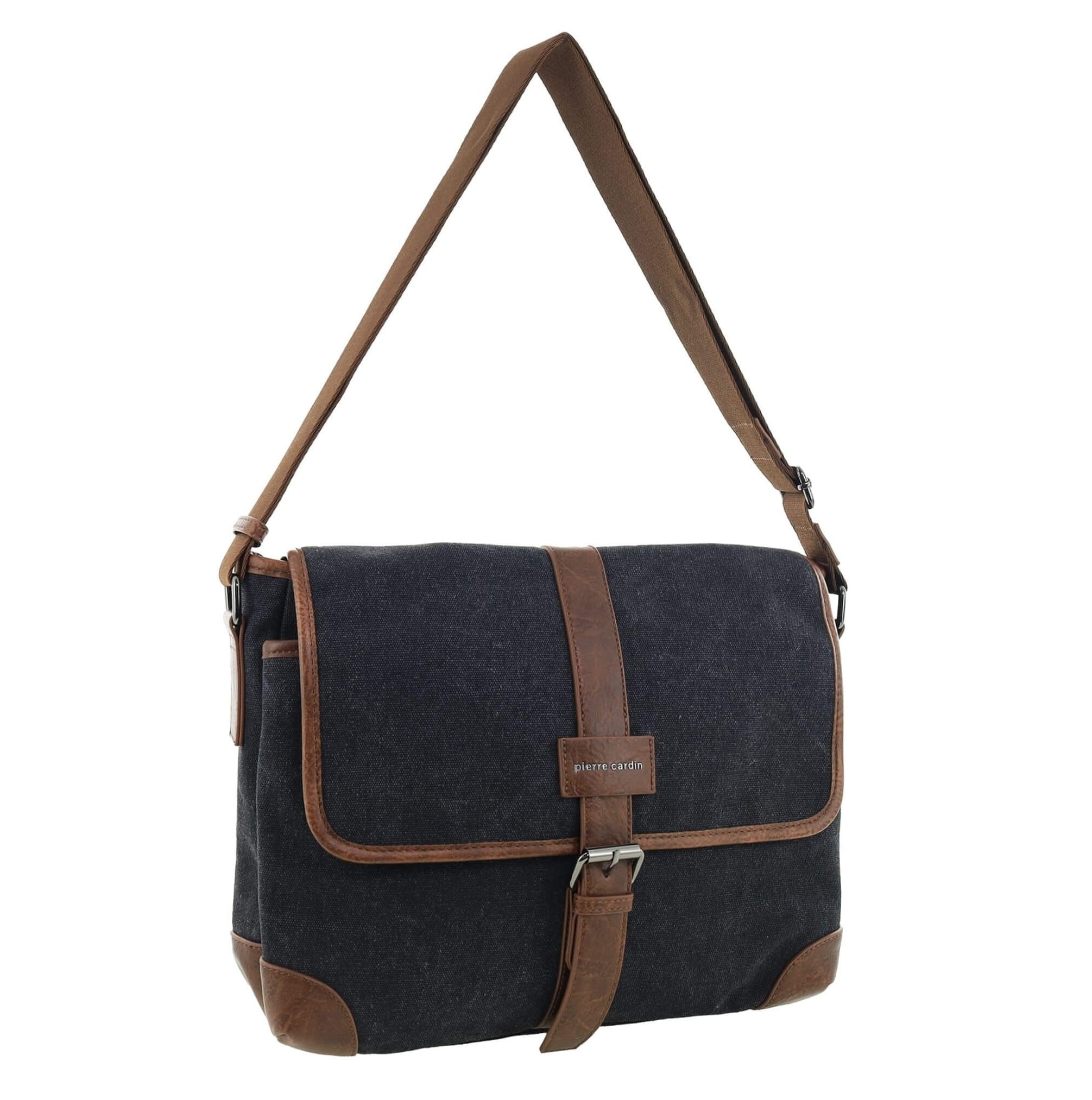 Pierre Cardin Canvas Messenger Bag in Black