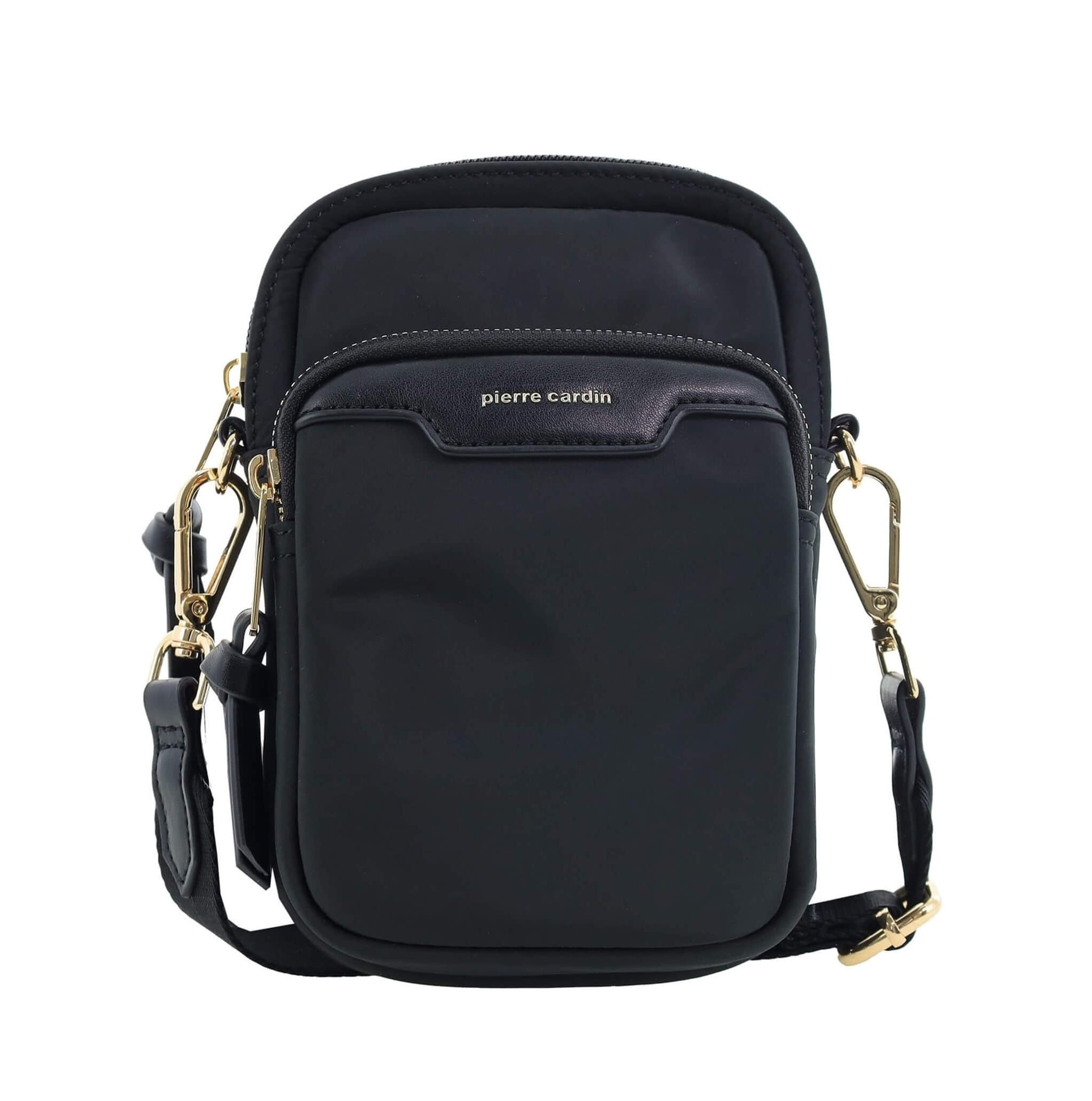 Pierre Cardin Monaco Nylon Crossbody Bag In Black