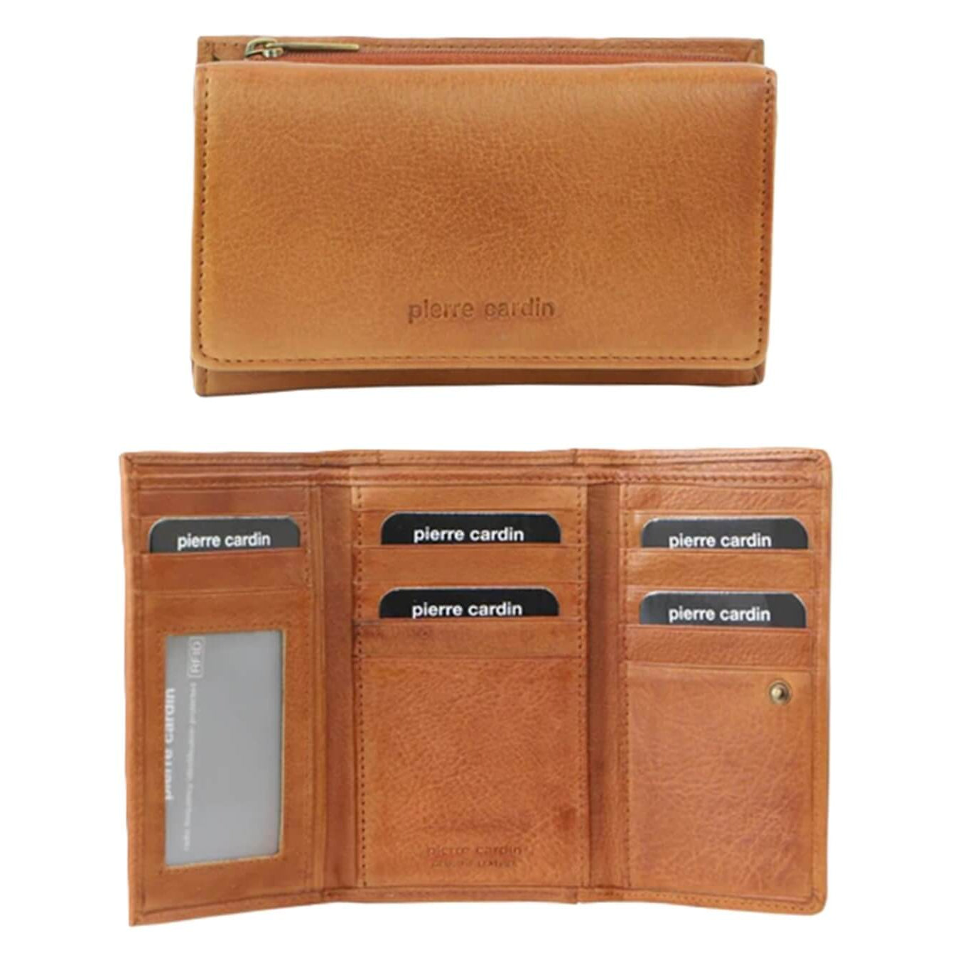 Pierre Cardin Ladies' Leather RFID Tri-fold Wallet in Cognac