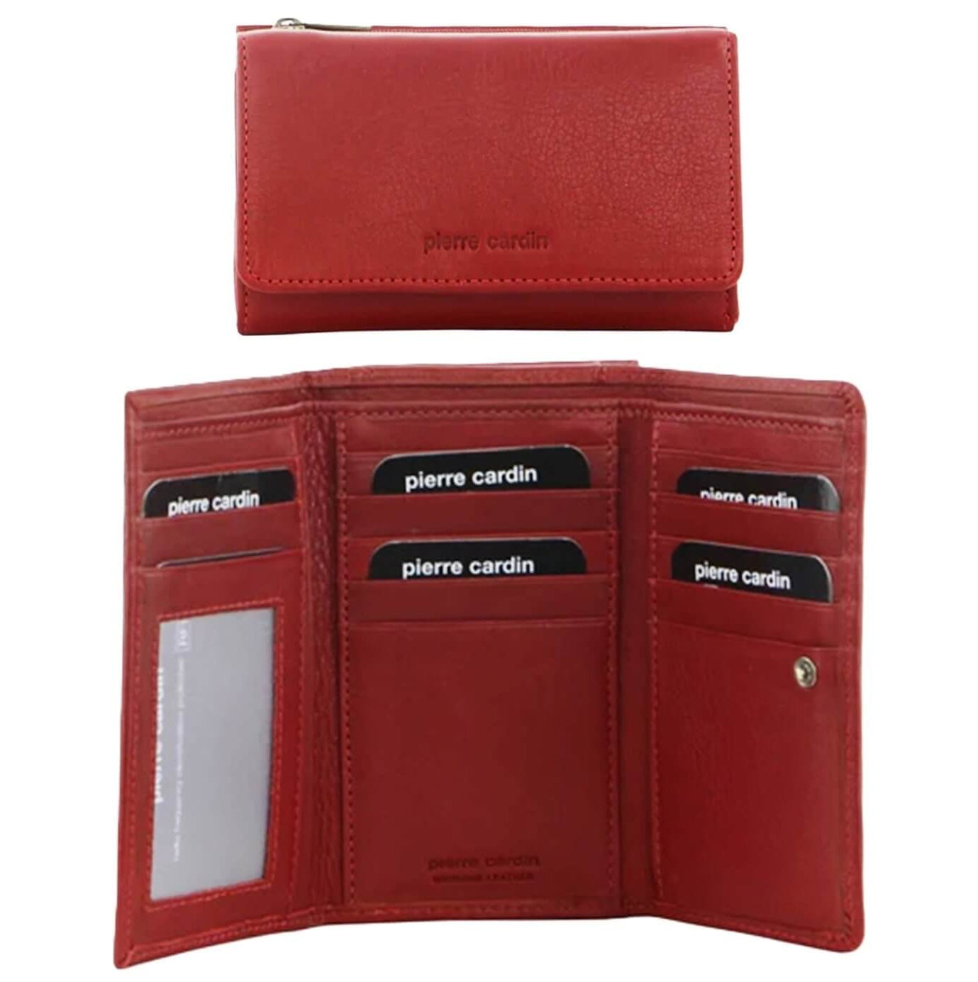 Pierre Cardin Ladies' Leather RFID Tri-fold Wallet in Red