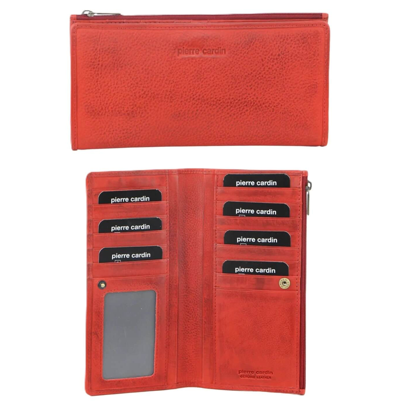 Pierre Cardin Ladies’ Italian Leather Bi-Fold Wallet in Red