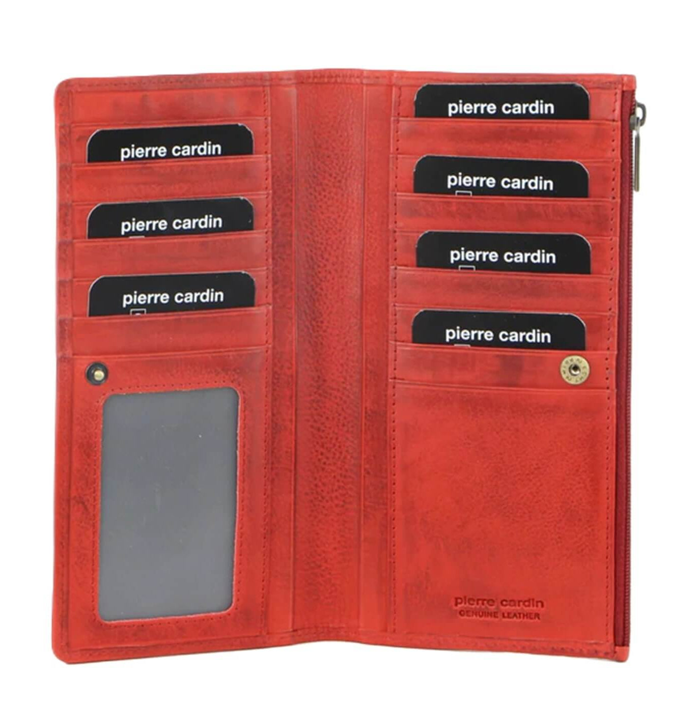 Pierre Cardin Ladies’ Italian Leather Bi-Fold Wallet in Red