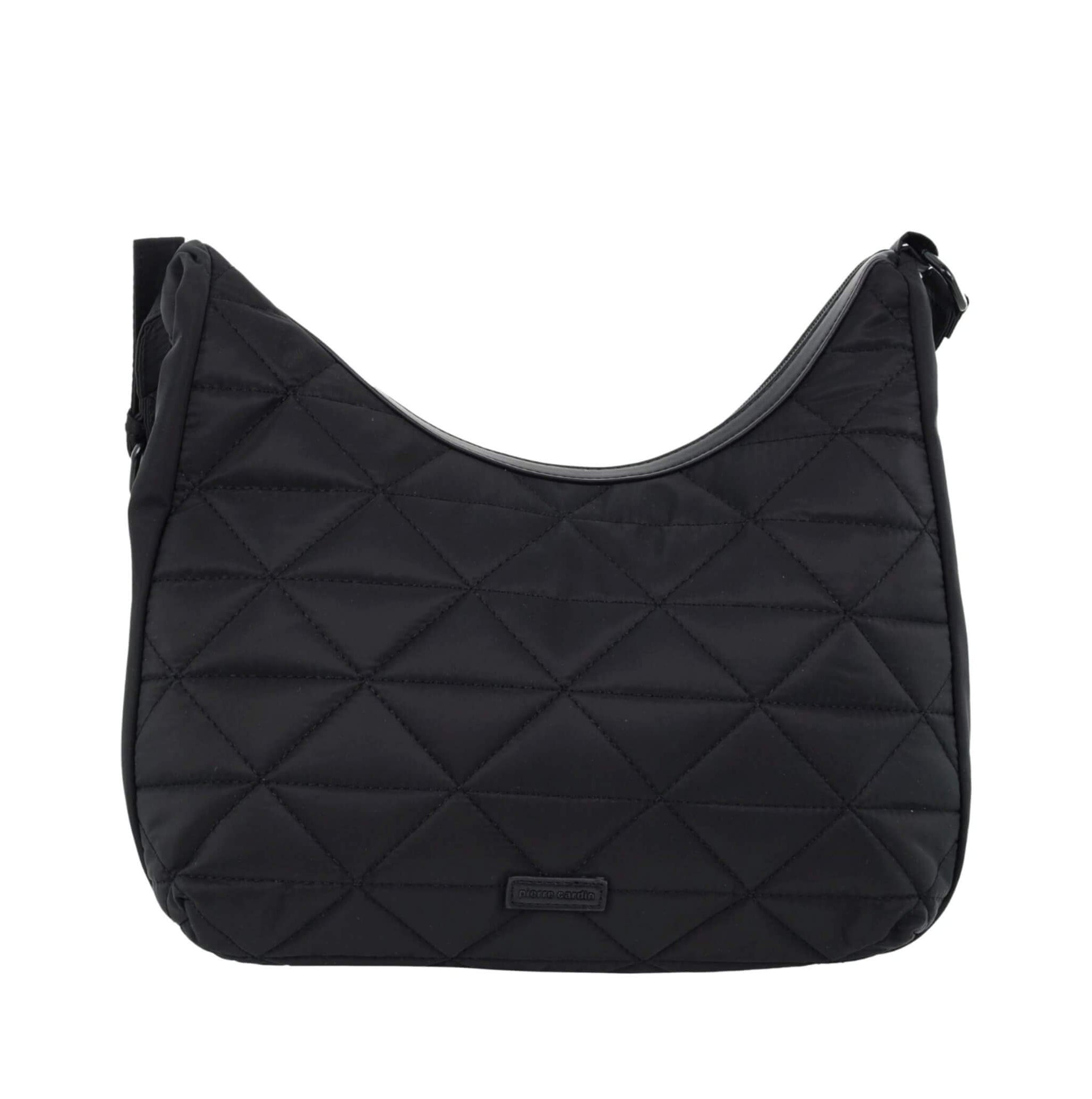 Pierre Cardin Ladies Nylon Quilted Hobo Bag in Black