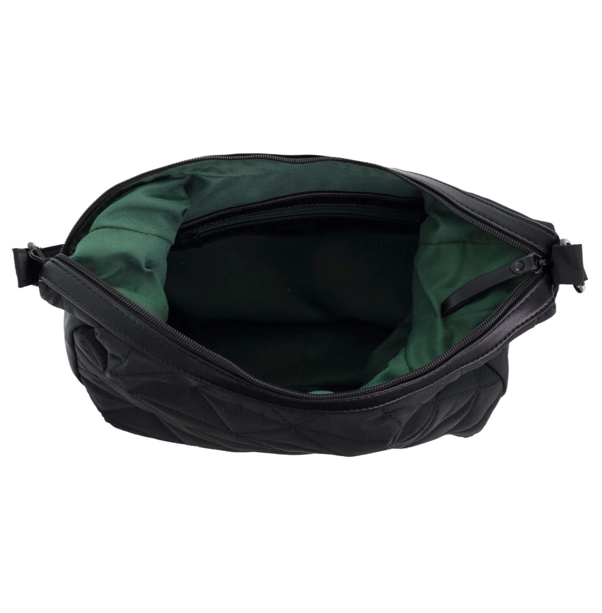 Pierre Cardin Ladies Nylon Quilted Hobo Bag in Black