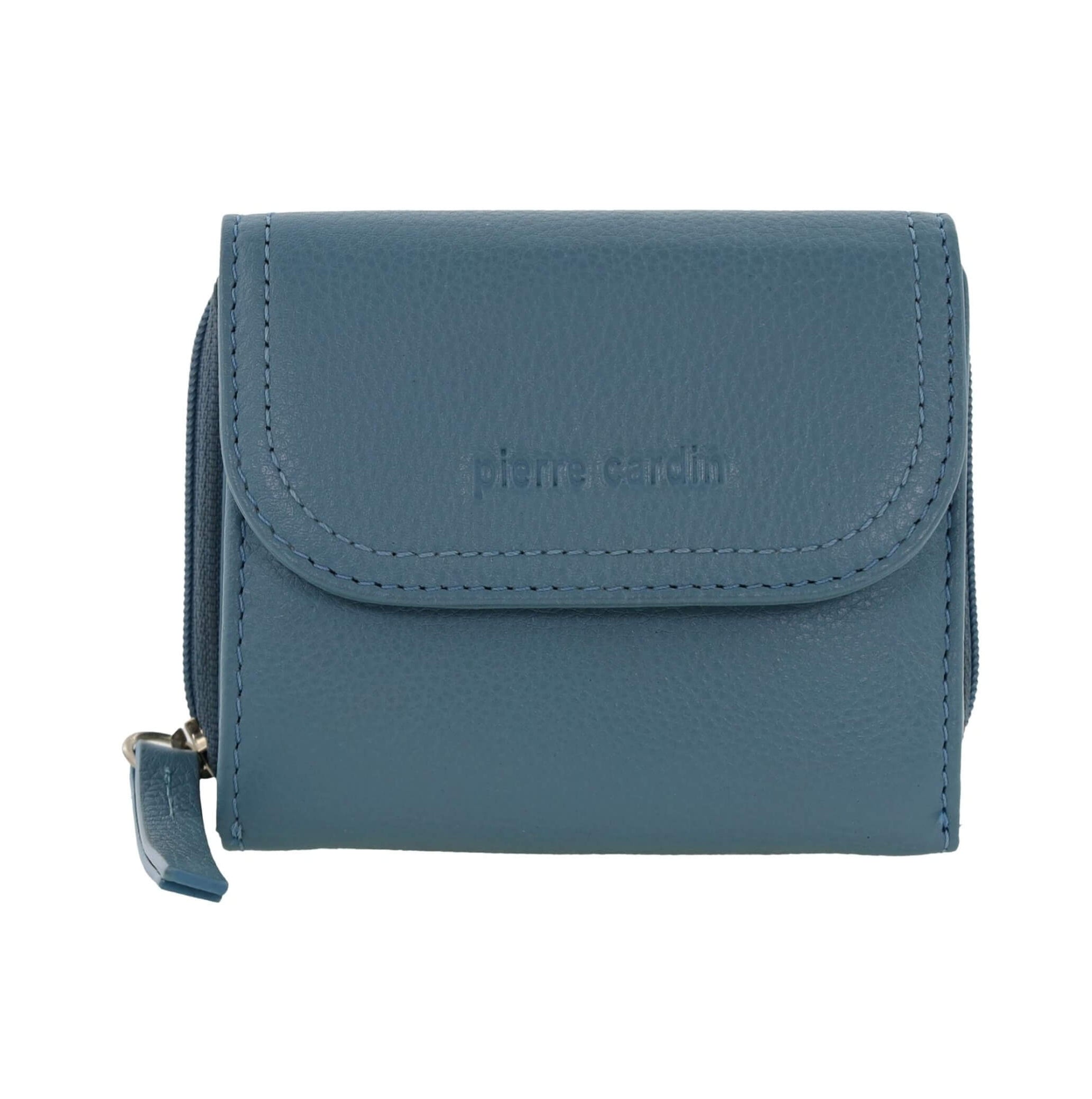 Pierre Cardin Ladies Tri-fold Tab Leather Wallet in Blue