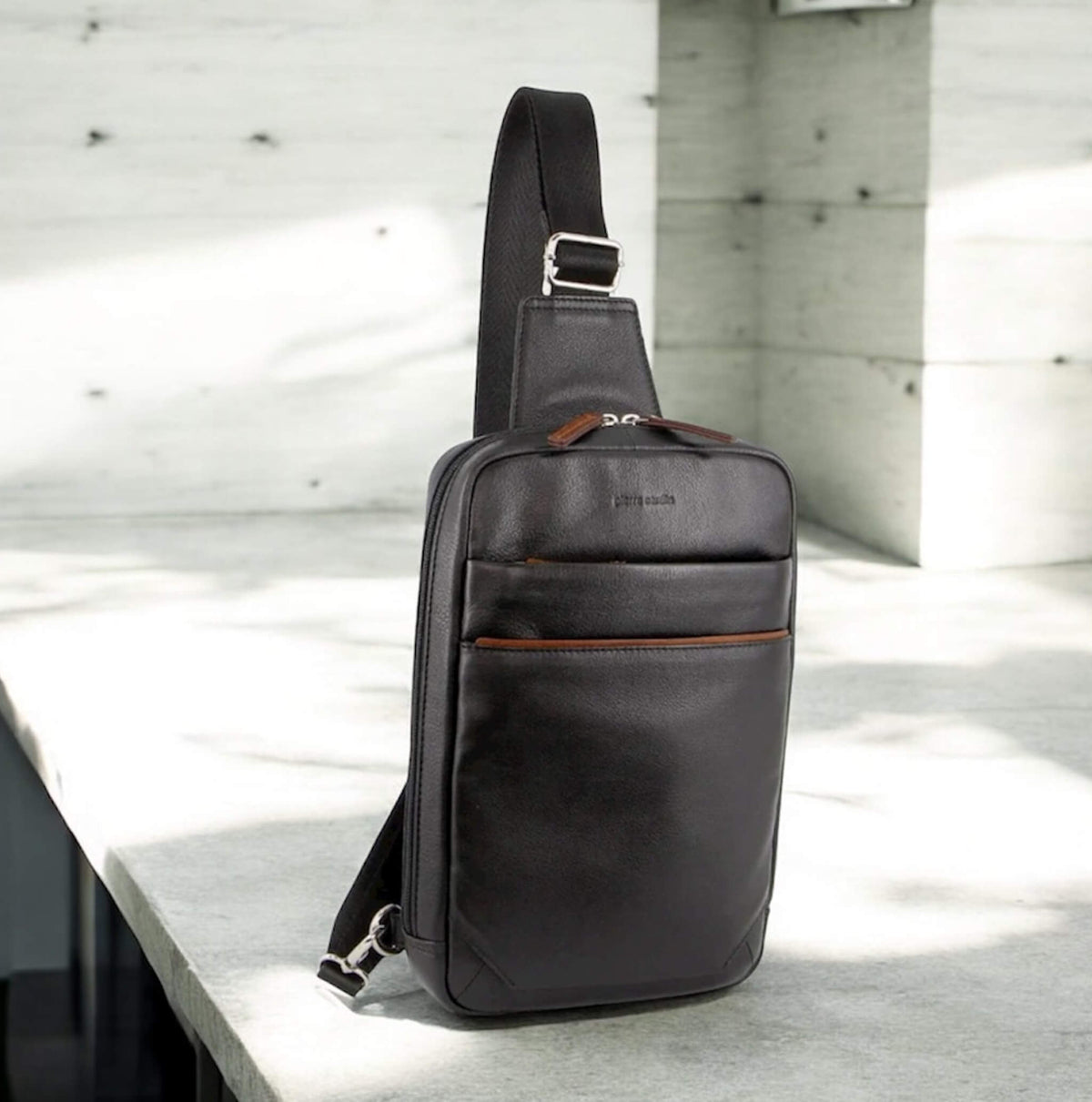 Pierre Cardin Italian Leather 3-Way Sling Bag