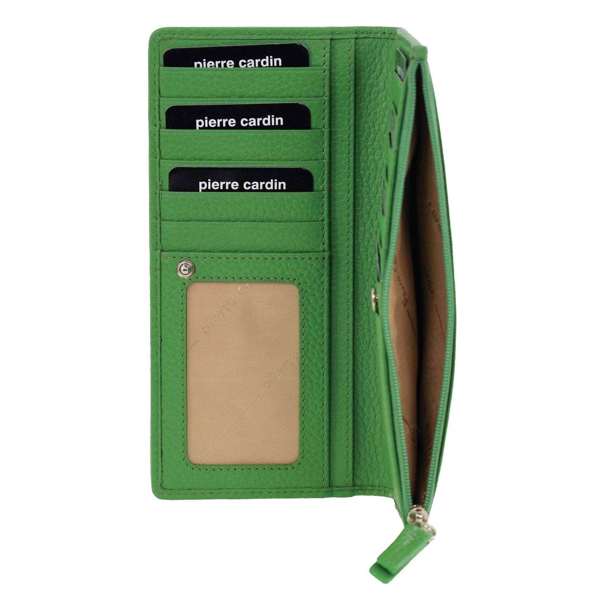 Pierre Cardin Italian Leather Ladies Bi-Fold Wallet in Green