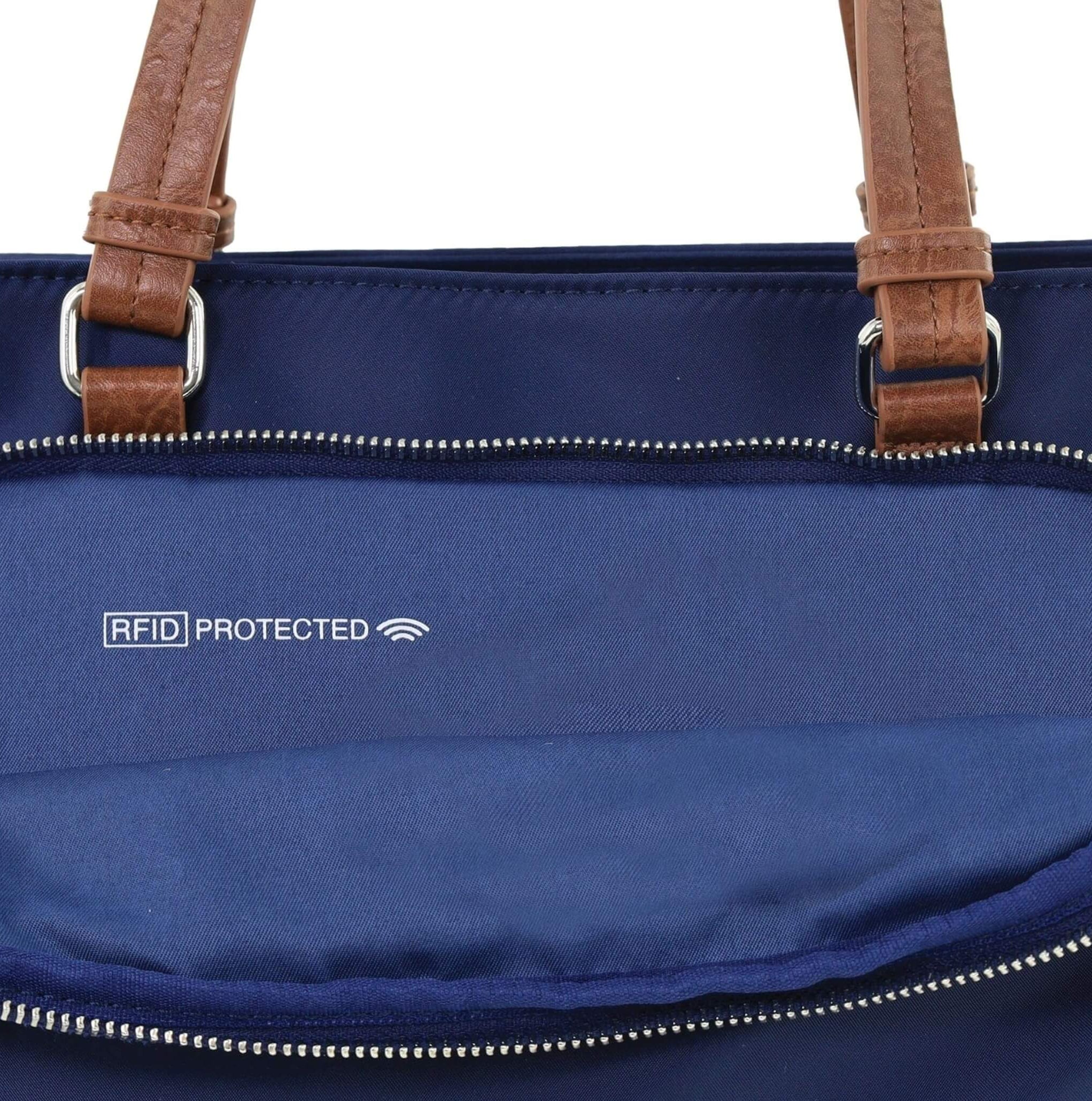 Pierre Cardin RFID Anti-Theft Nylon Mini Tote/Crossbody Bag In Navy