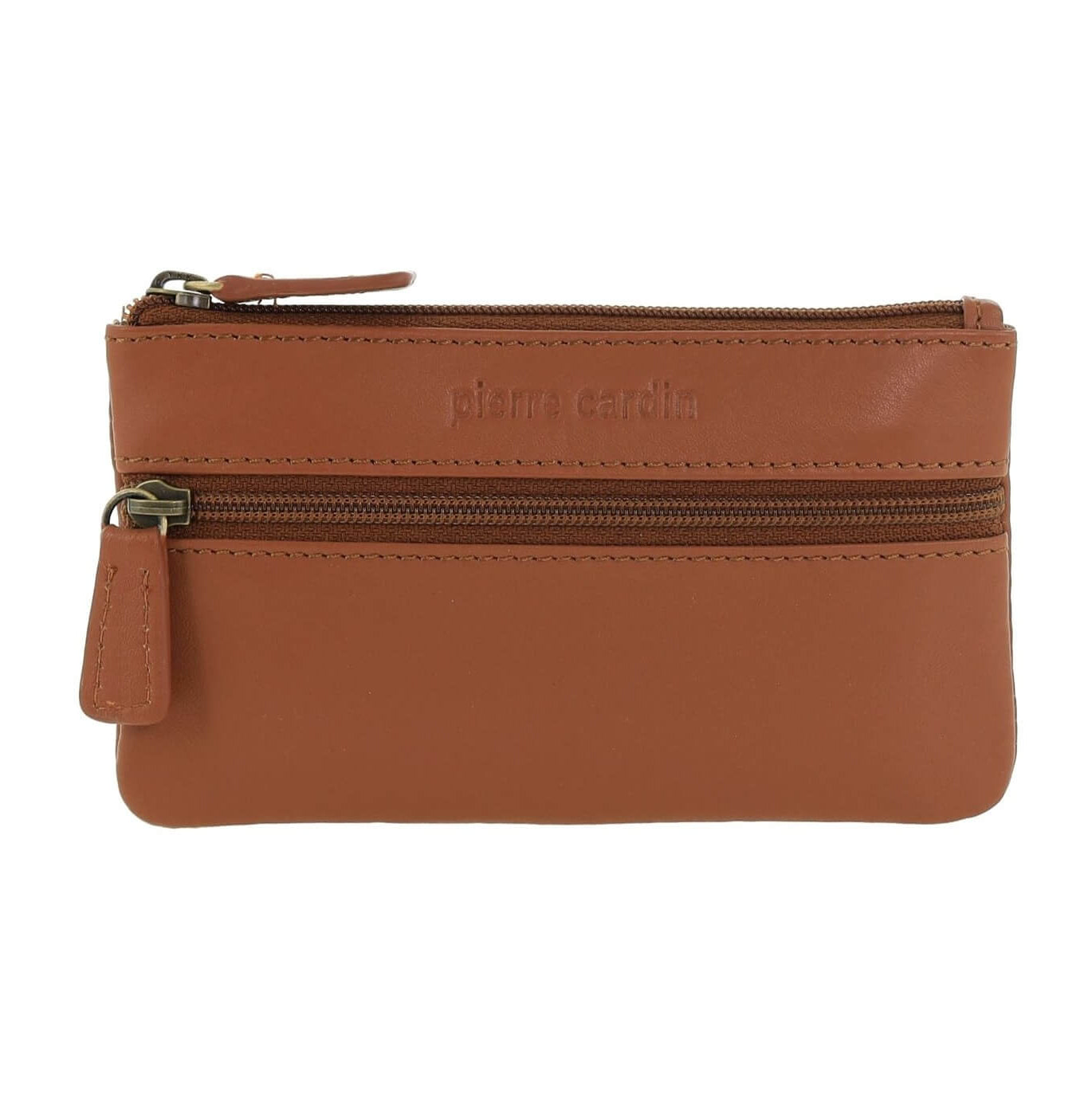 Pierre Cardin Leather Coin Purse - Key Holder in Cognac