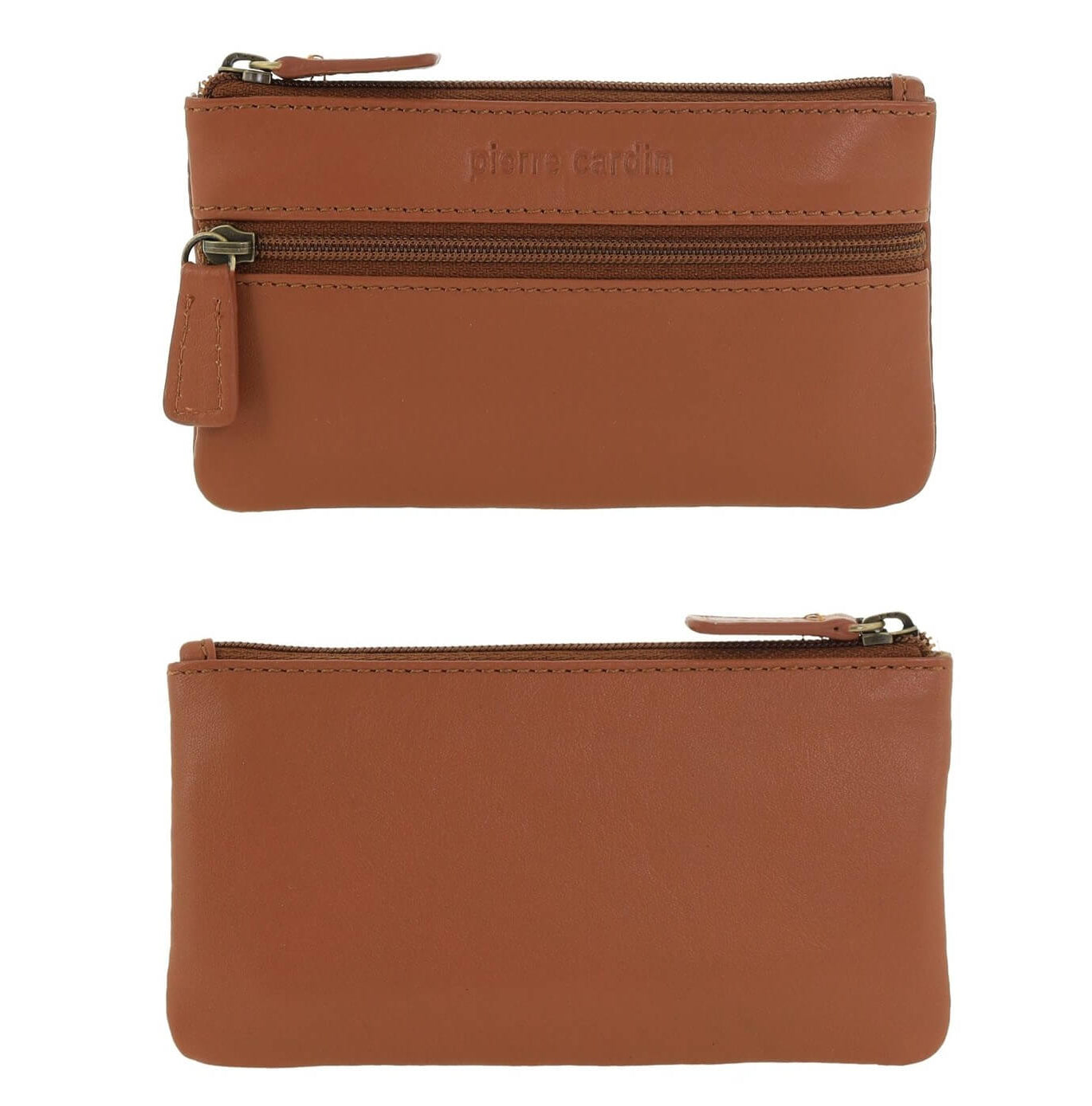Pierre Cardin Leather Coin Purse - Key Holder in Cognac