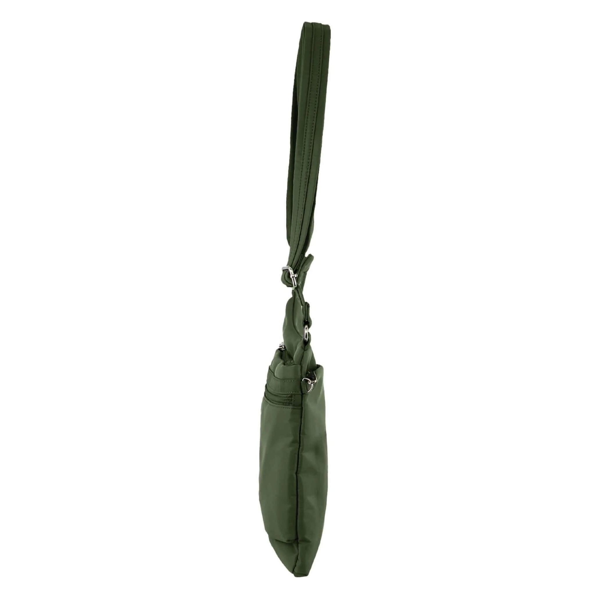 Pierre Cardin Ladies Anti-Theft-RFID Nylon Crossbody Bag in Olive