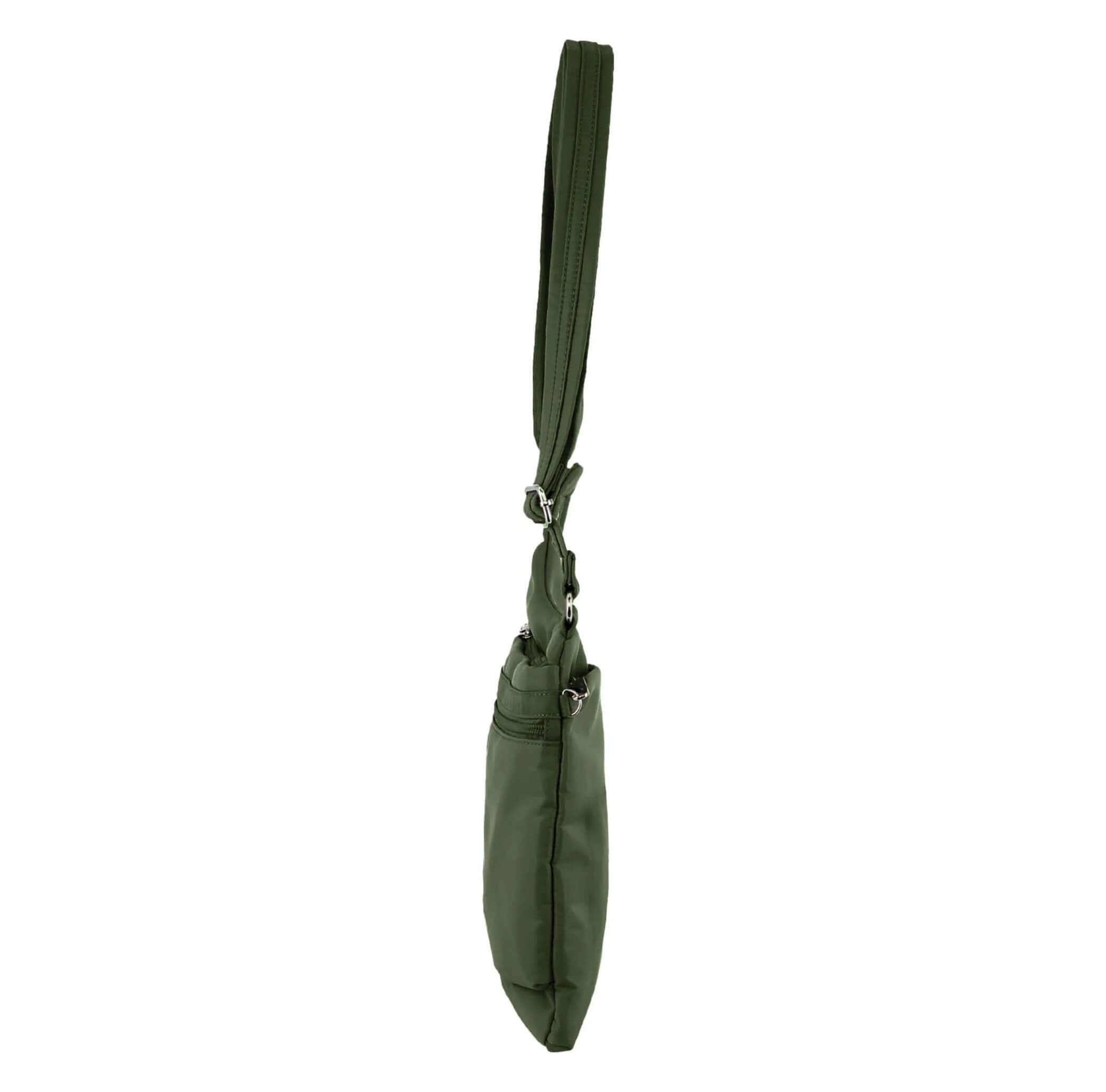 Pierre Cardin Ladies Anti-Theft-RFID Nylon Crossbody Bag in Olive