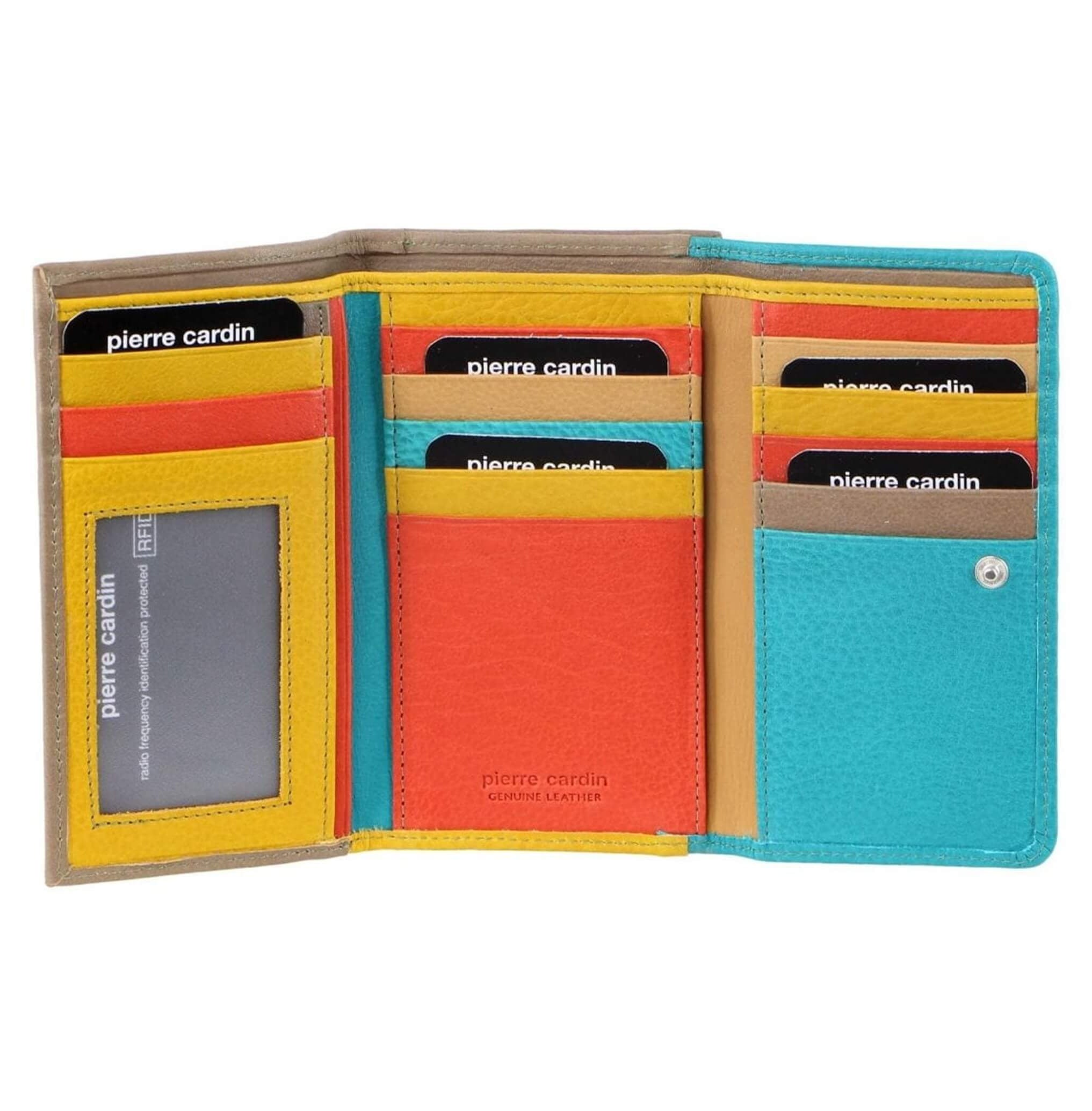 Pierre Cardin Multi-Colour Ladies Leather Tri-fold Wallet in Turquoise