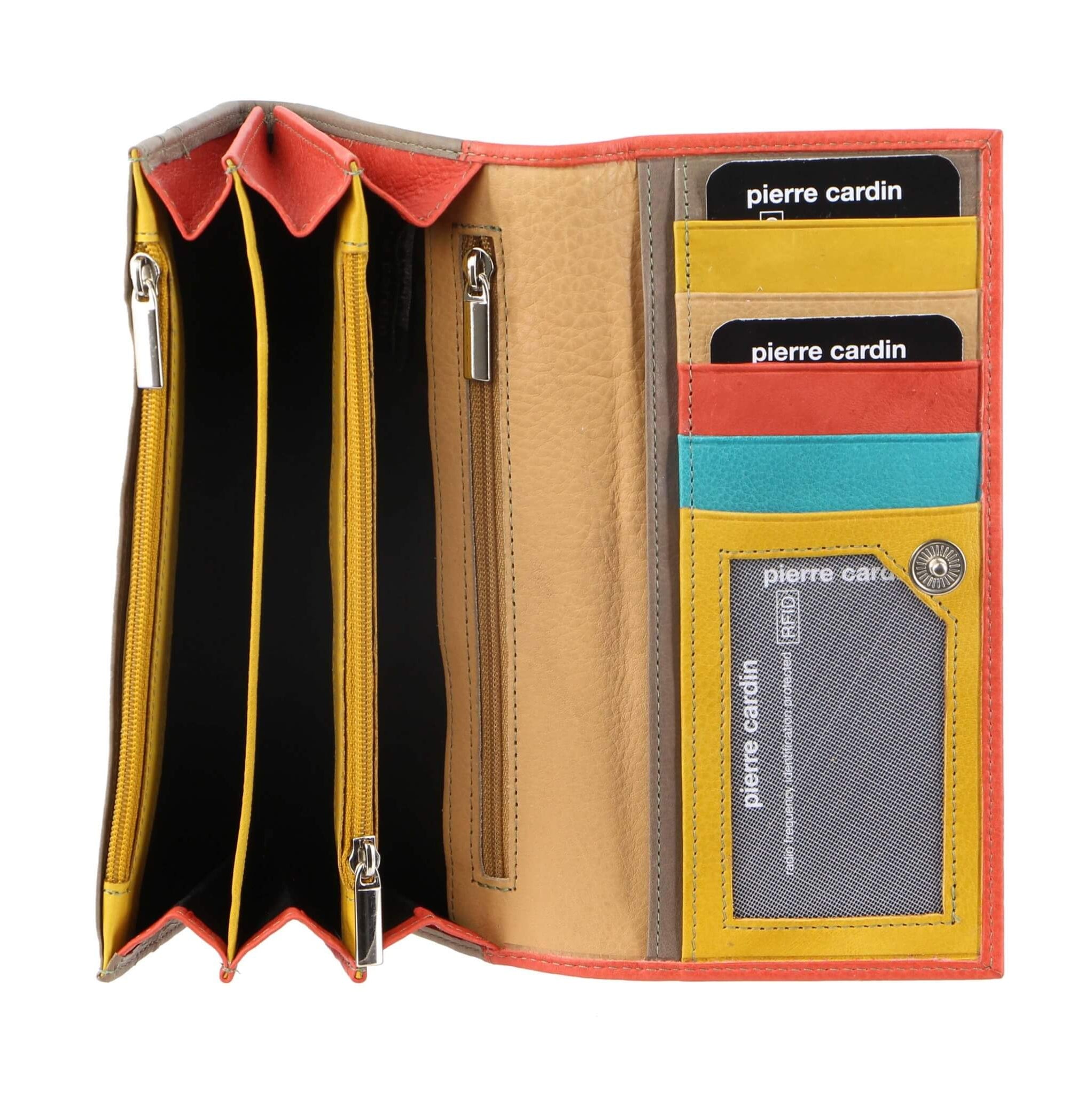 Pierre Cardin Multi-Colour Ladies Italian Leather Wallet in Orange