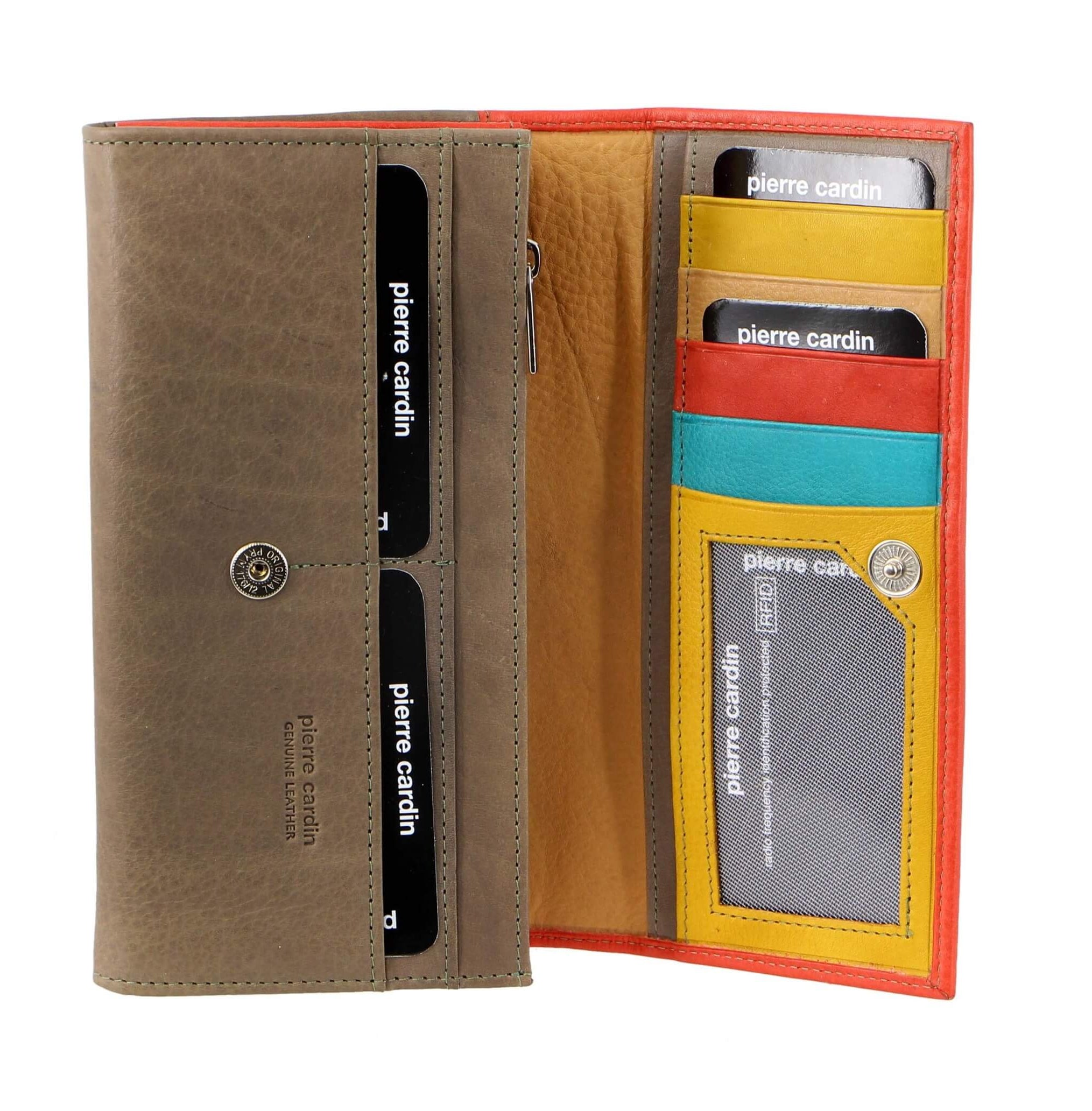 Pierre Cardin Multi-Colour Ladies Italian Leather Wallet in Orange