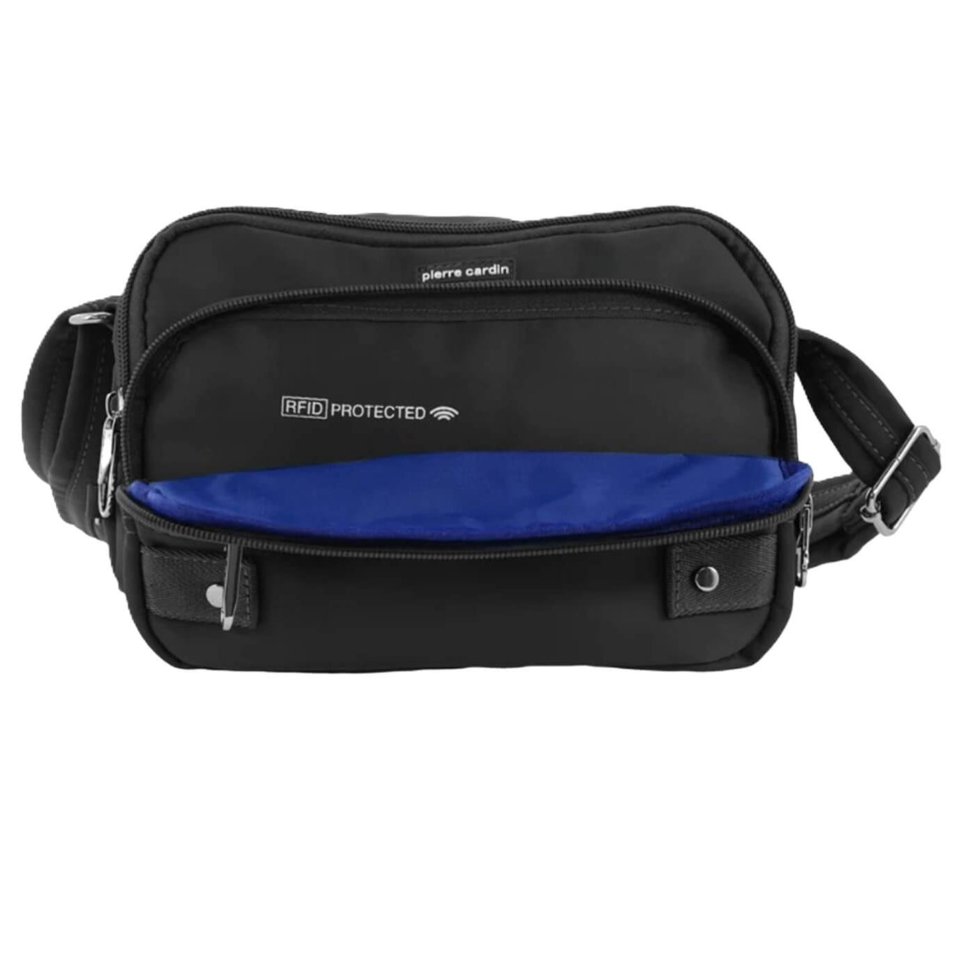 Pierre Cardin Ladies Nylon Anti-Theft RFID Crossbody Bag in Black