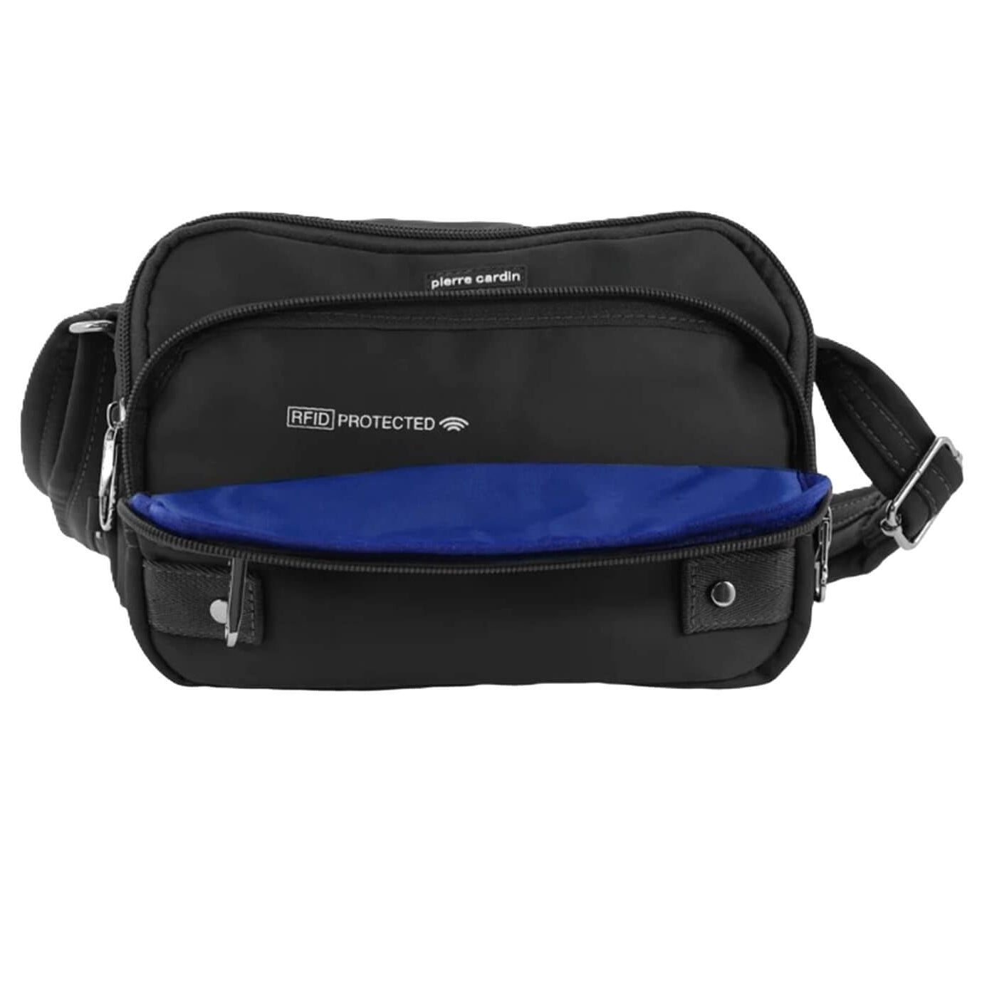Pierre Cardin Ladies Nylon Anti-Theft RFID Crossbody Bag in Black
