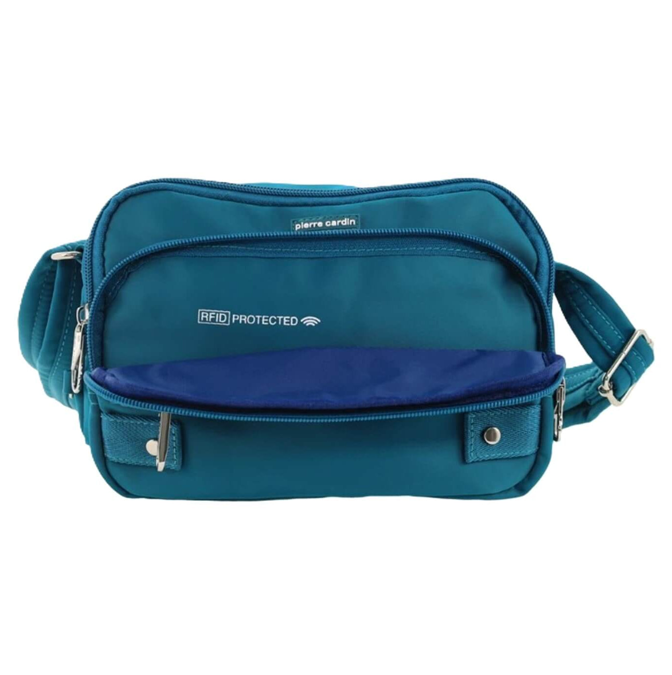 Pierre Cardin Ladies Nylon Anti-Theft RFID Crossbody Bag in Turquoise