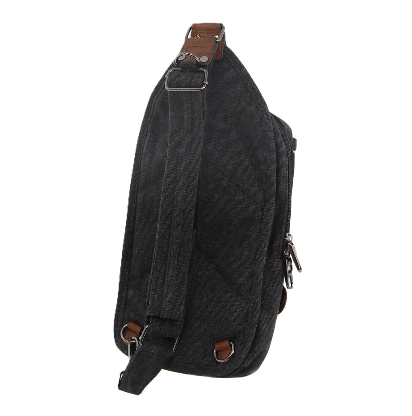 Pierre Cardin Canvas-Leather Crossbody Sling Bag in Black