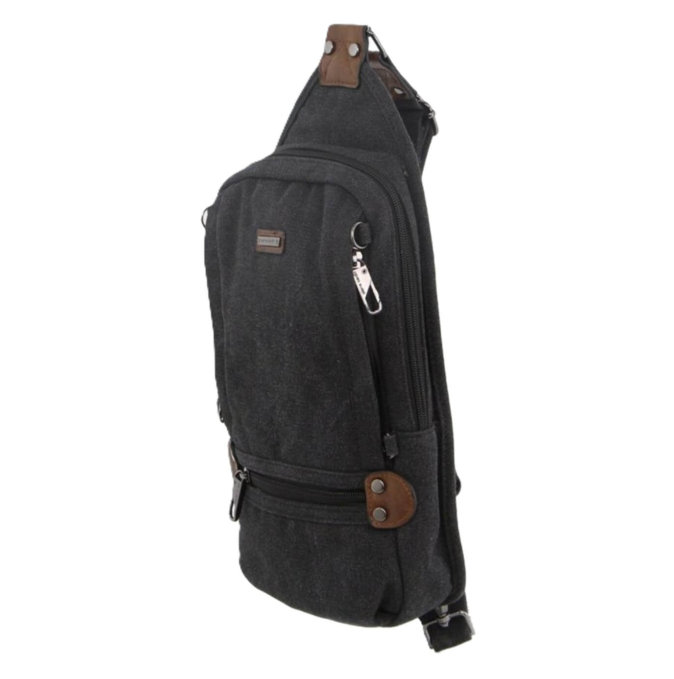 Pierre Cardin Canvas-Leather Crossbody Sling Bag in Black