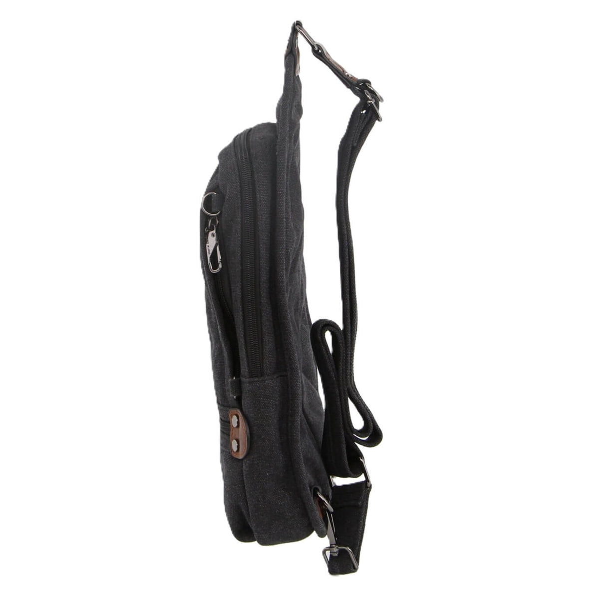 Pierre Cardin Canvas-Leather Crossbody Sling Bag in Black