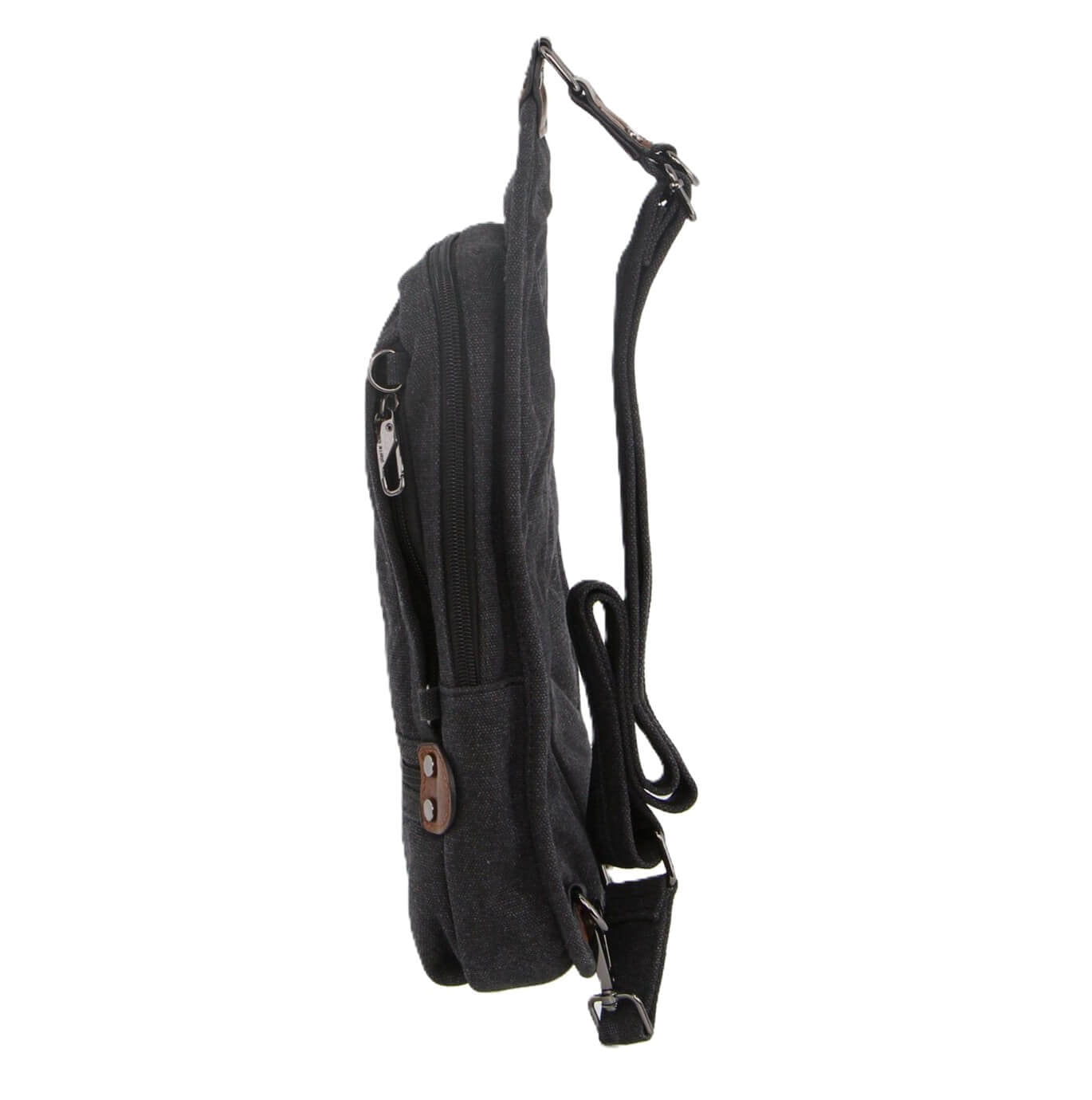 Pierre Cardin Canvas-Leather Crossbody Sling Bag in Black