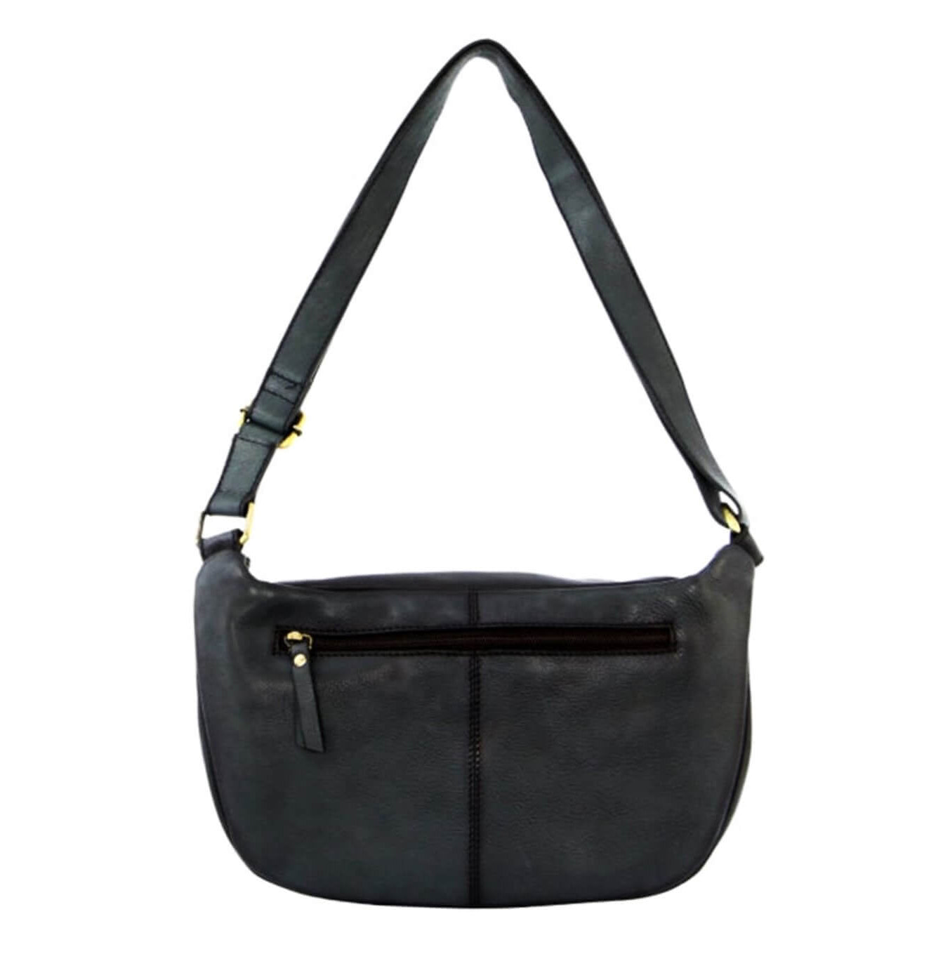 Pierre Cardin Unisex Burnished Leather Sling Bag in Black