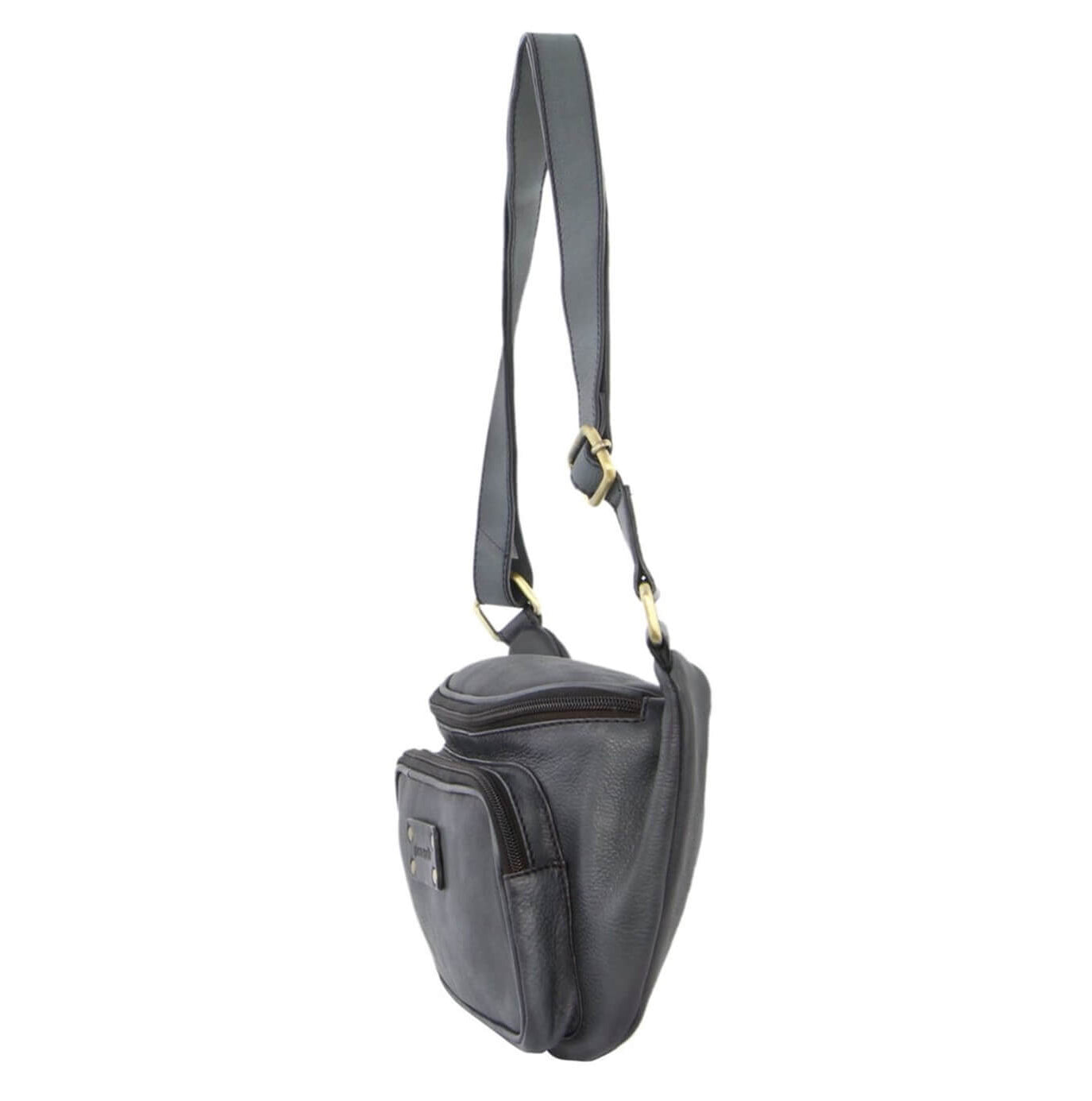 Pierre Cardin Unisex Burnished Leather Sling Bag in Black