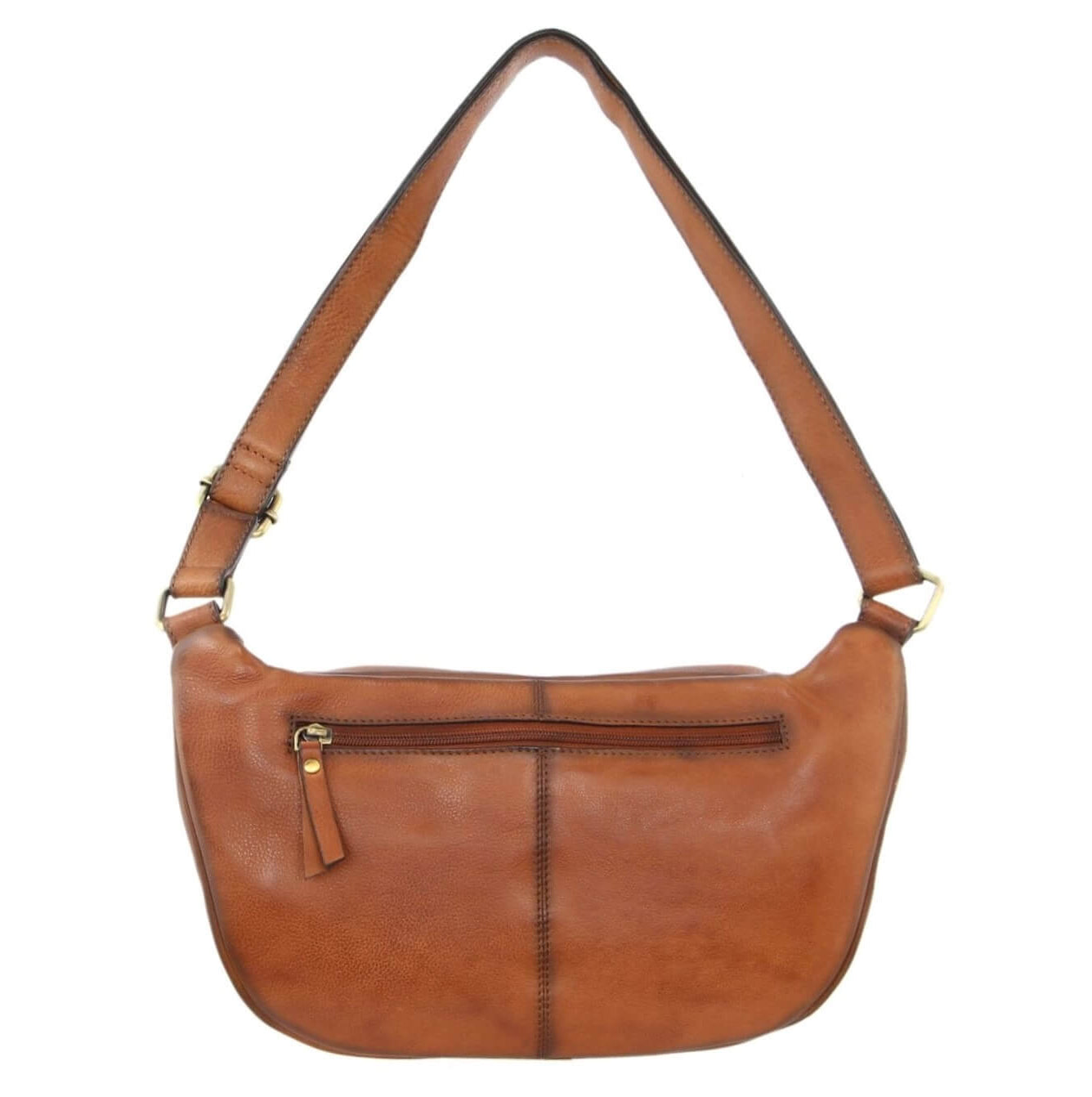 Pierre Cardin Unisex Burnished Leather Sling Bag in Cognac
