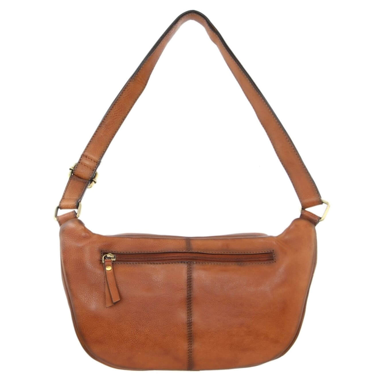Pierre Cardin Unisex Burnished Leather Sling Bag in Cognac