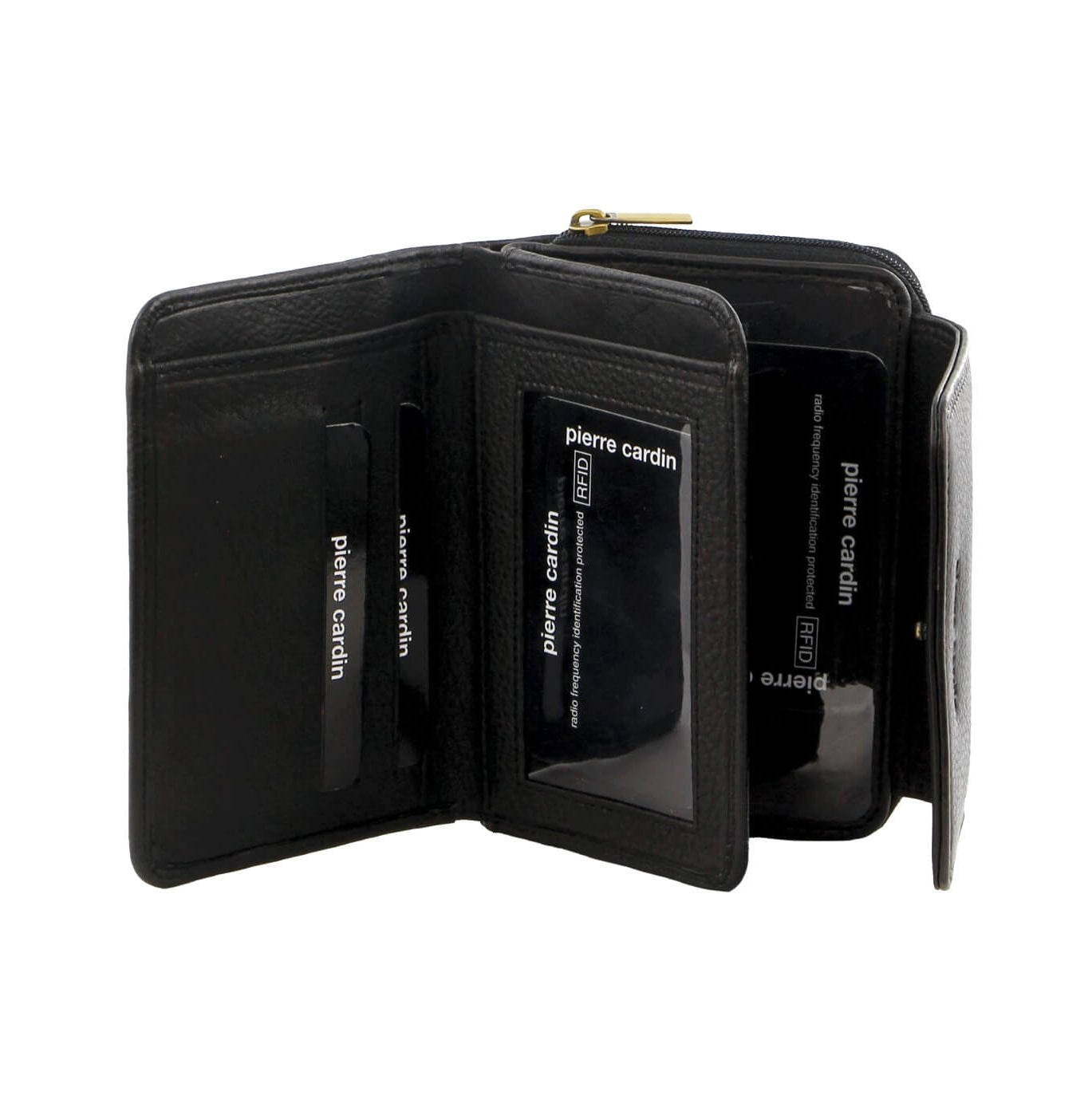 Pierre Cardin Women’s Leather Compact Bi-Fold RFID Wallet in Black