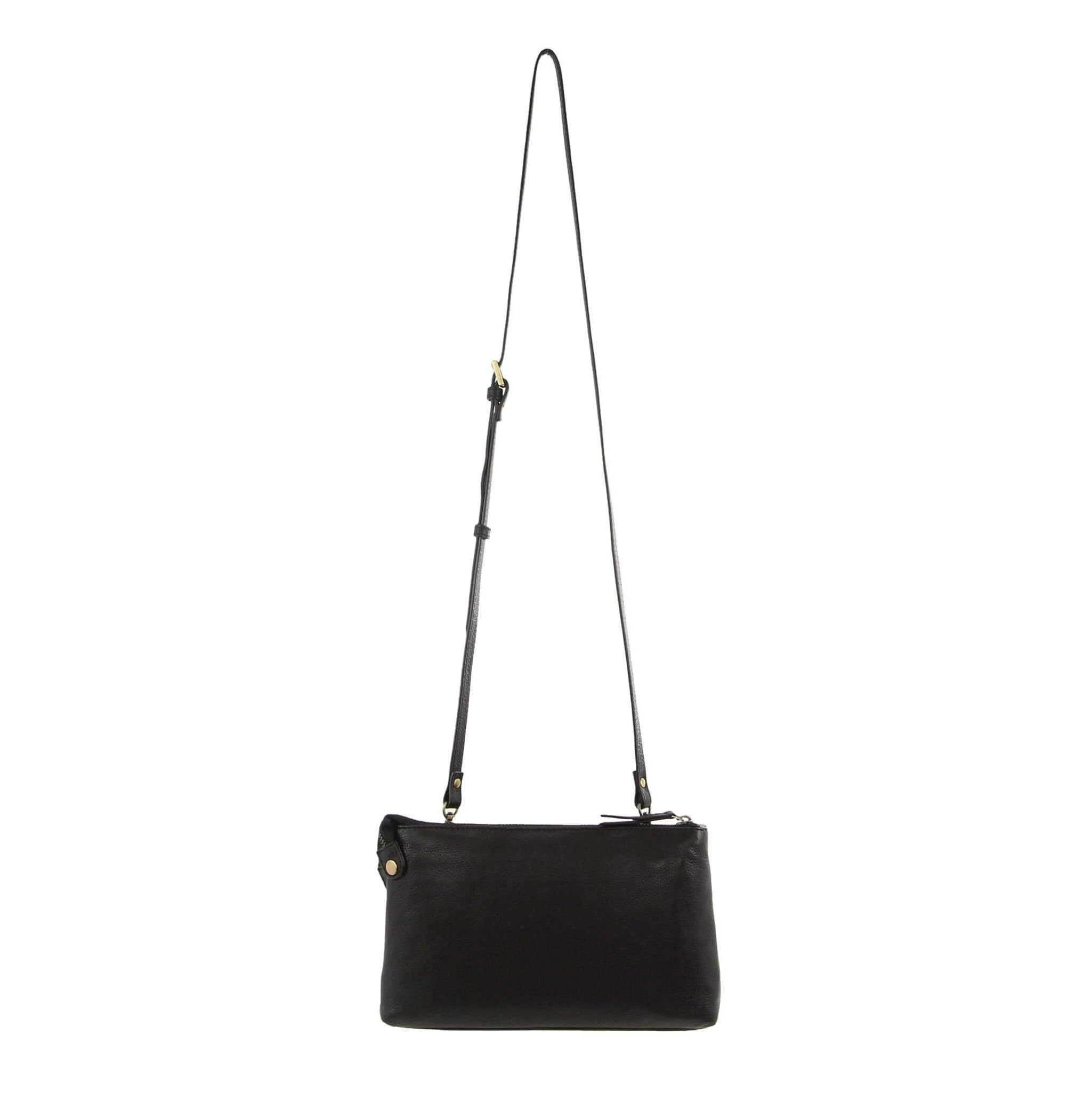 Pierre Cardin Italian Leather Ladies Crossbody Bag in Black