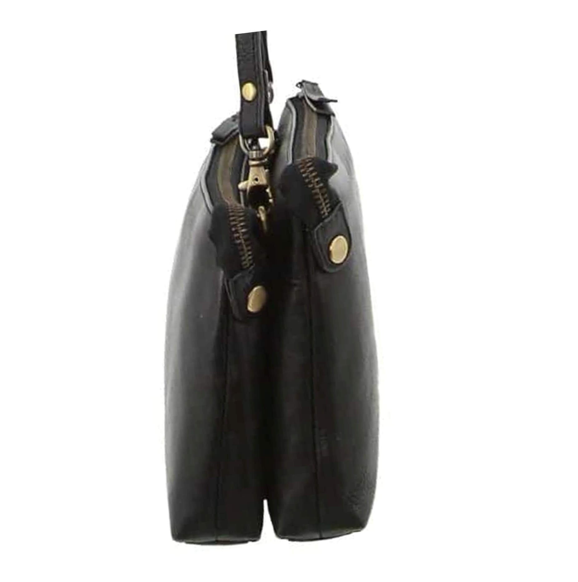 Pierre Cardin Italian Leather Ladies Crossbody Bag in Black