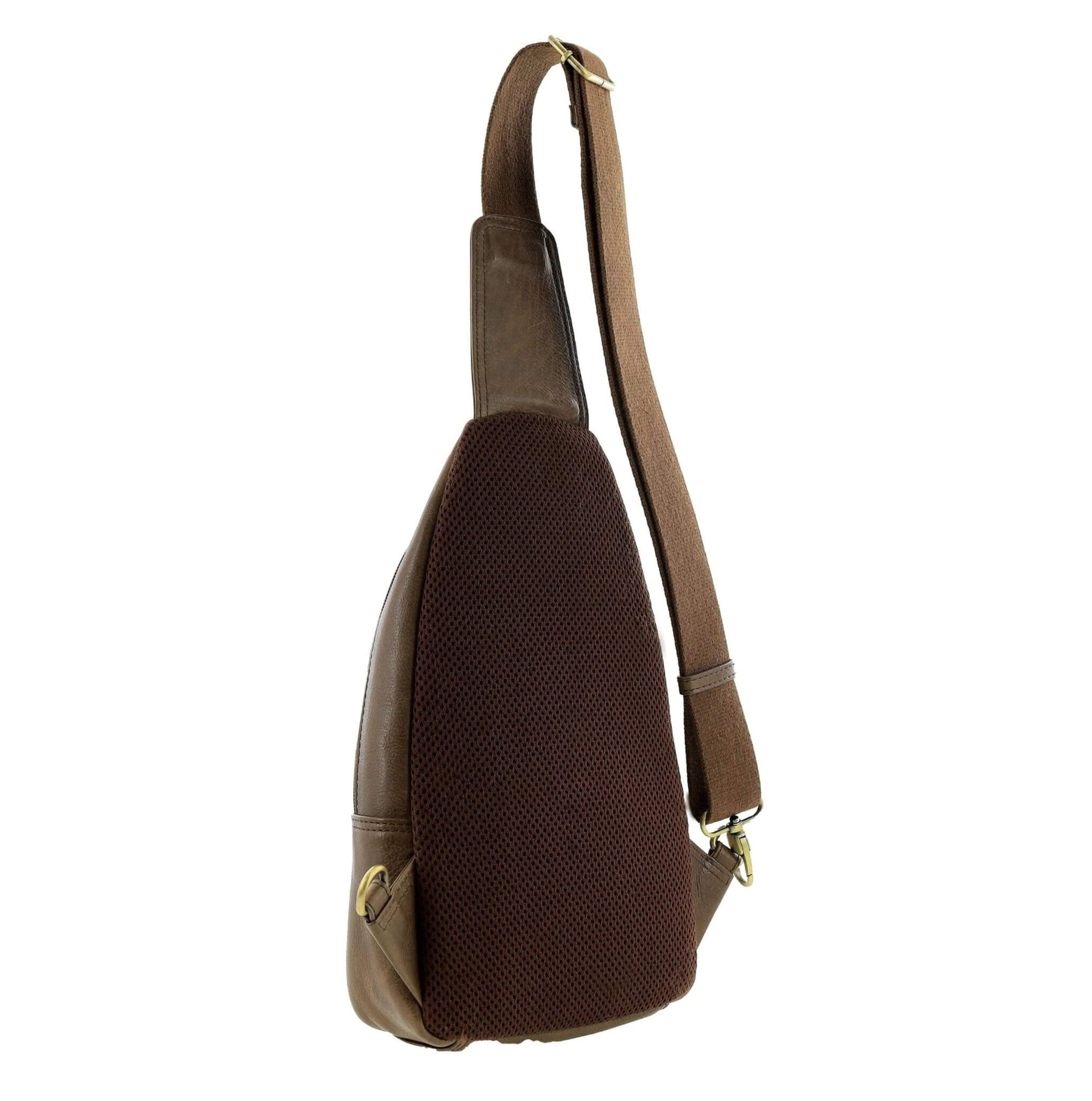 Pierre Cardin Mens Italian Leather Sling Bag in Oak