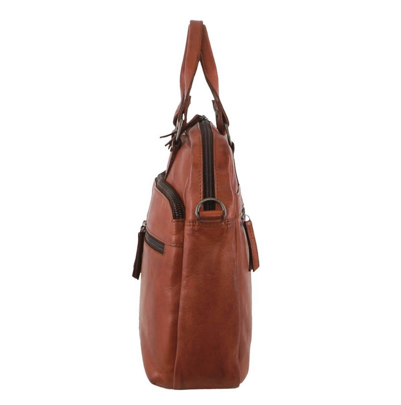 Pierre Cardin PC3763 Multi-Compartment Leather Computer Bag/Cognac
