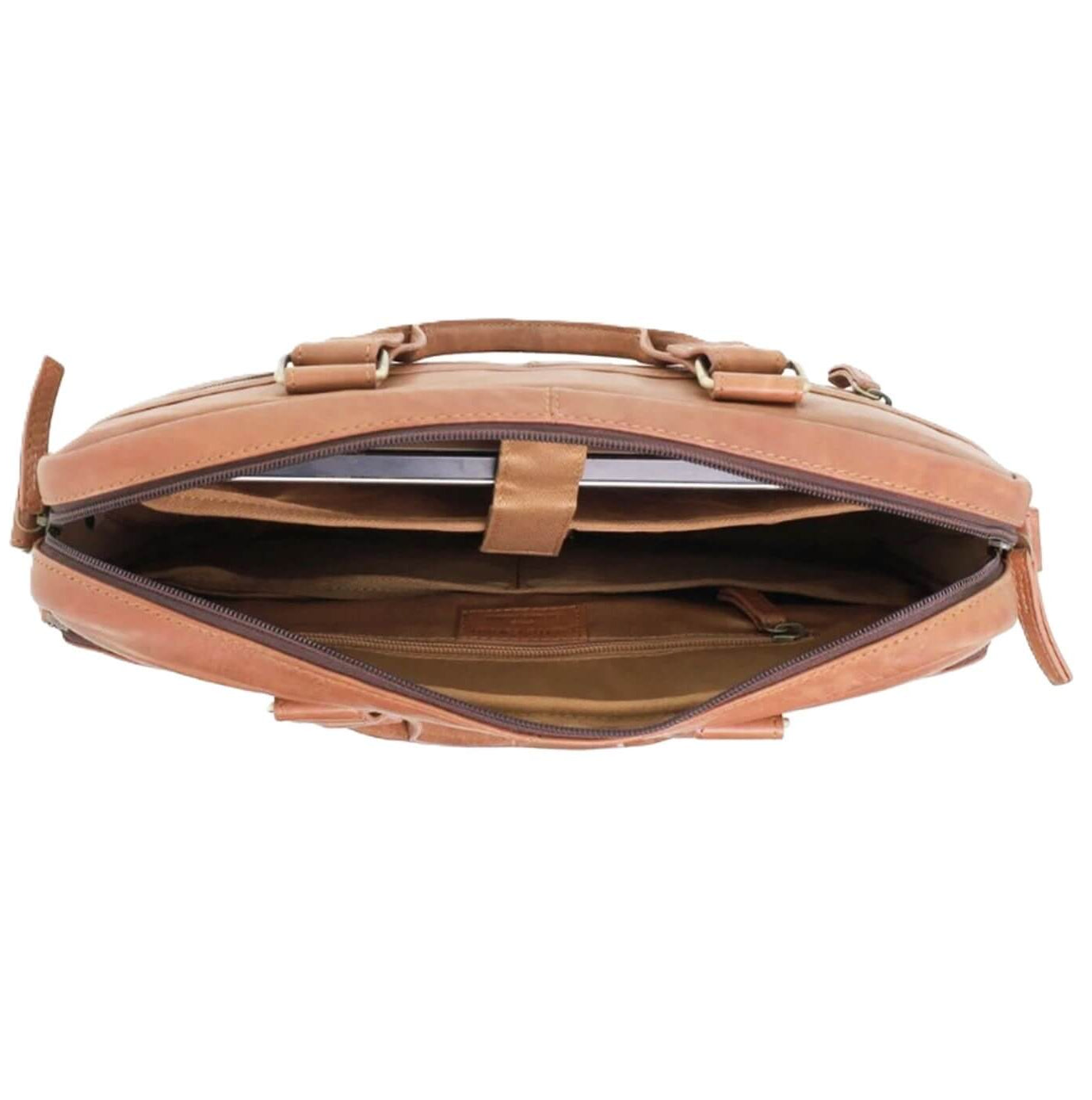 Pierre Cardin PC3763 Multi-Compartment Leather Computer Bag/Cognac