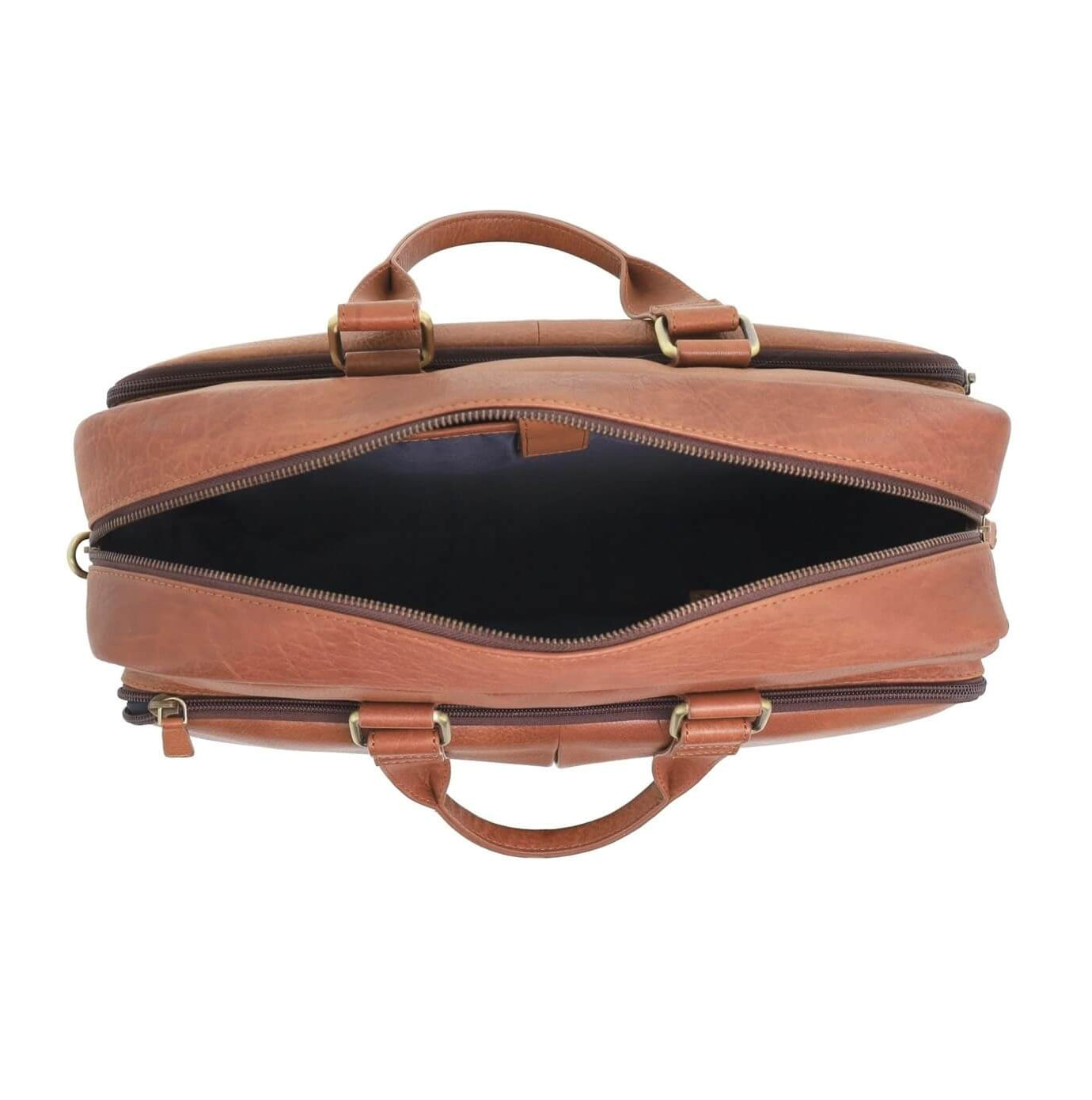 Pierre Cardin Men’s Rustic Leather Business-Laptop Bag in Cognac