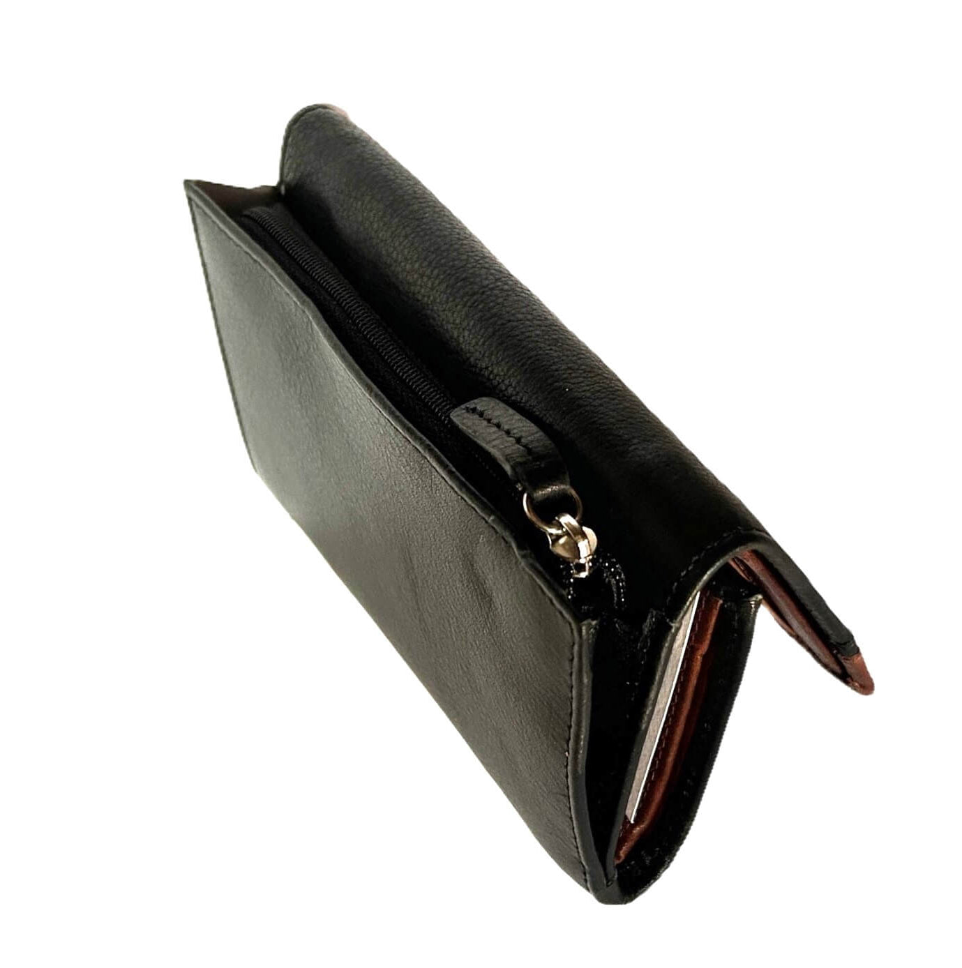 Pierre Cardin Ladies Leather Tri-fold Wallet in Black/Cognac