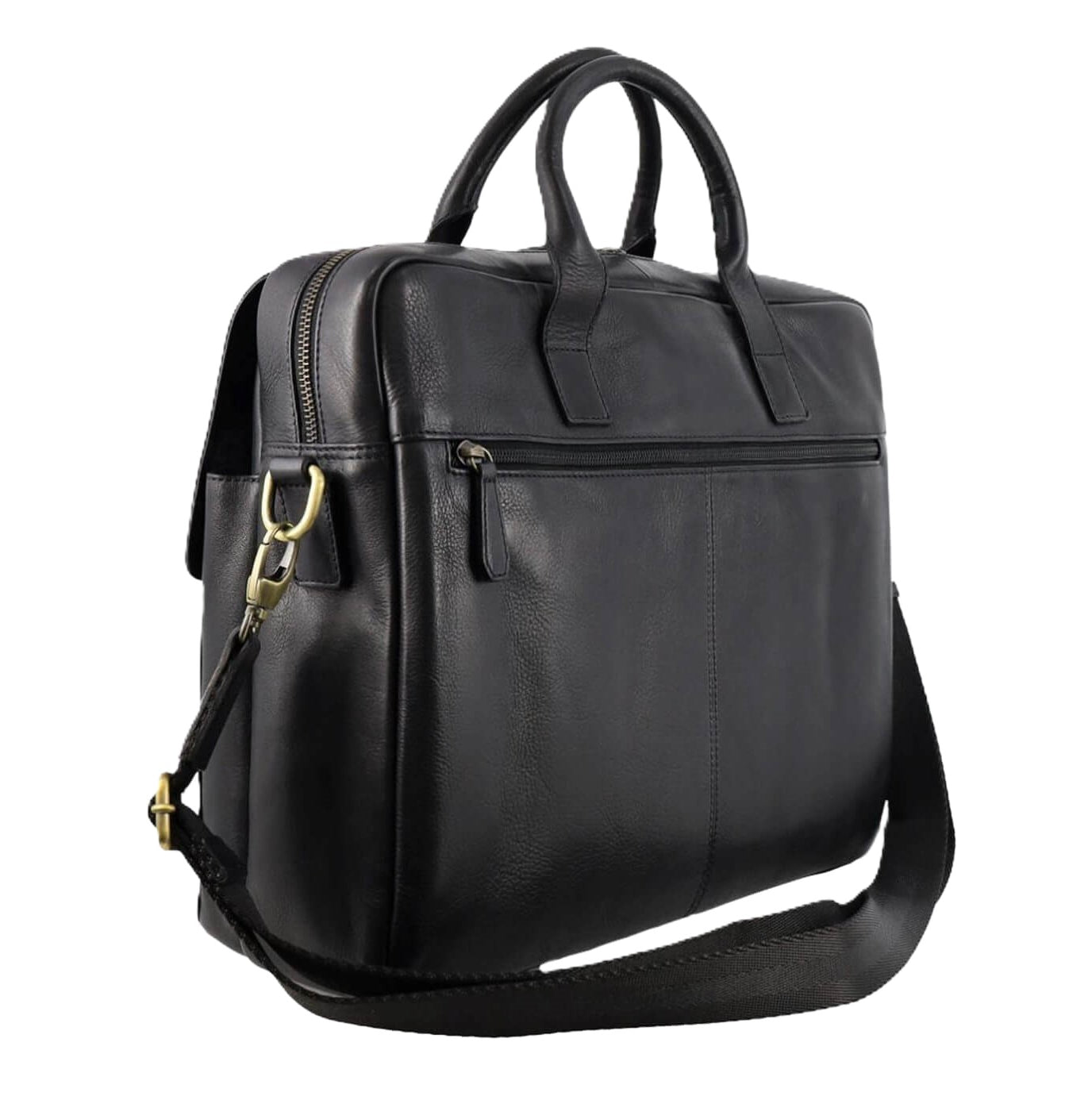 Pierre Cardin Men’s Leather Messenger-Laptop Bag in Black