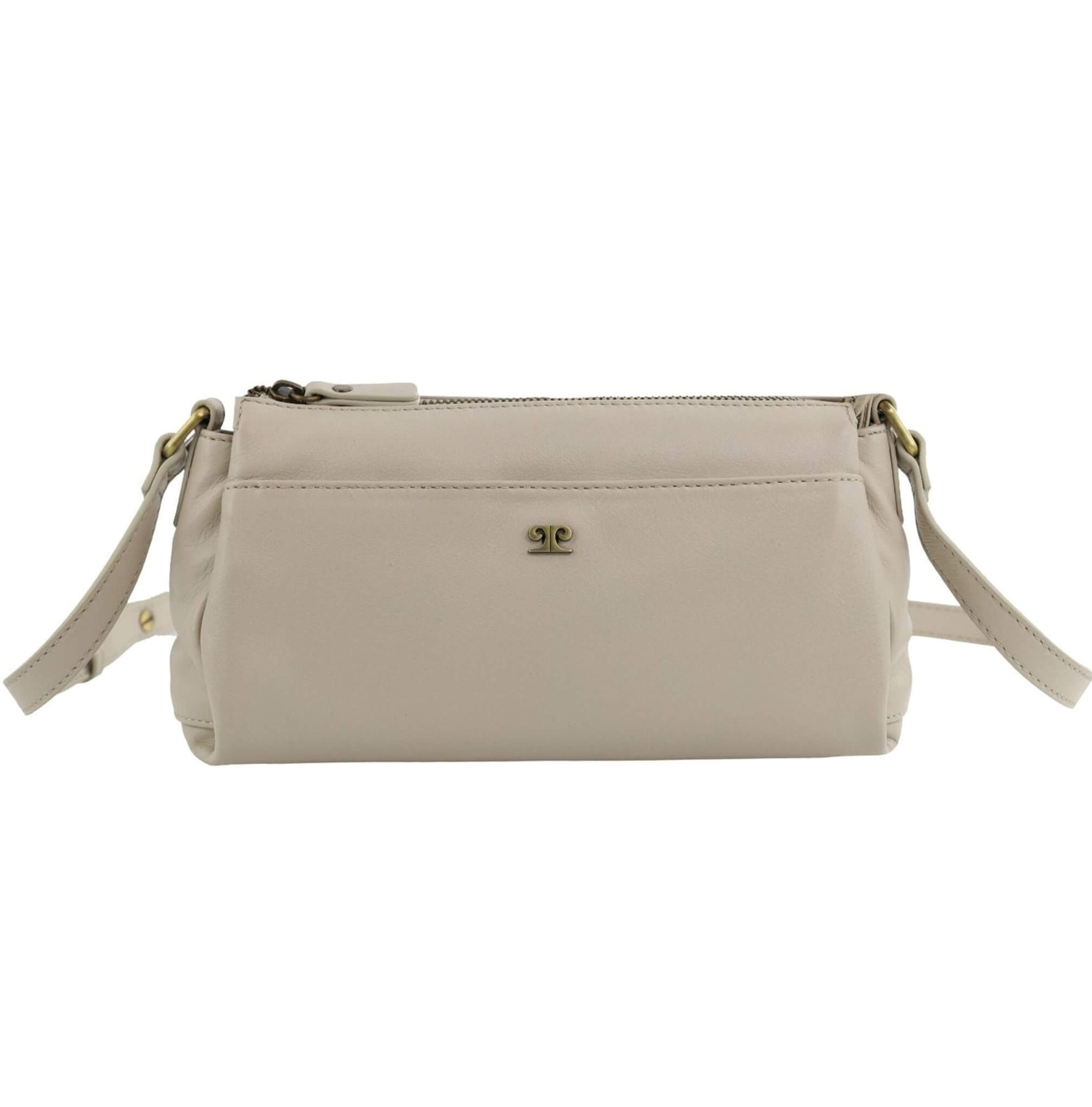 Pierre Cardin Ladies Leather Durable Crossbody Bag in Bone