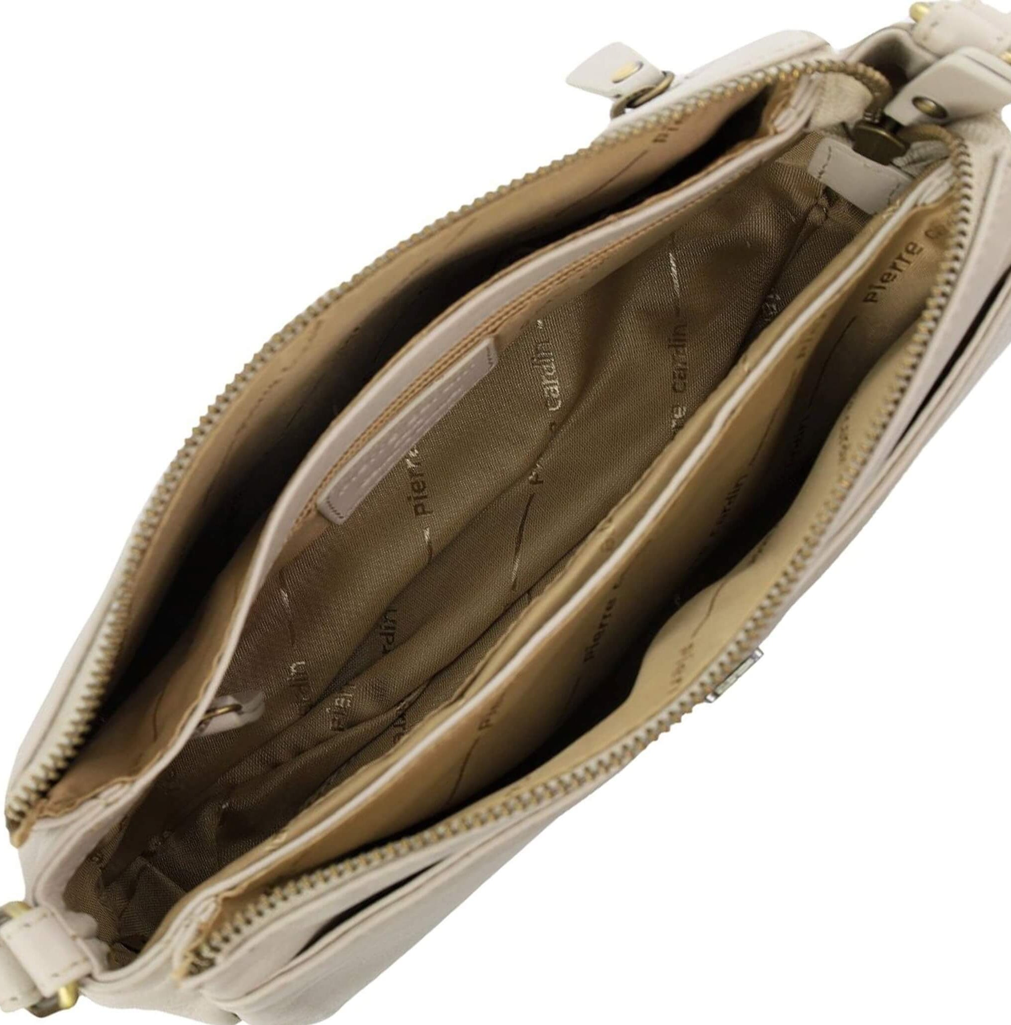 Pierre Cardin Ladies Leather Durable Crossbody Bag in Bone