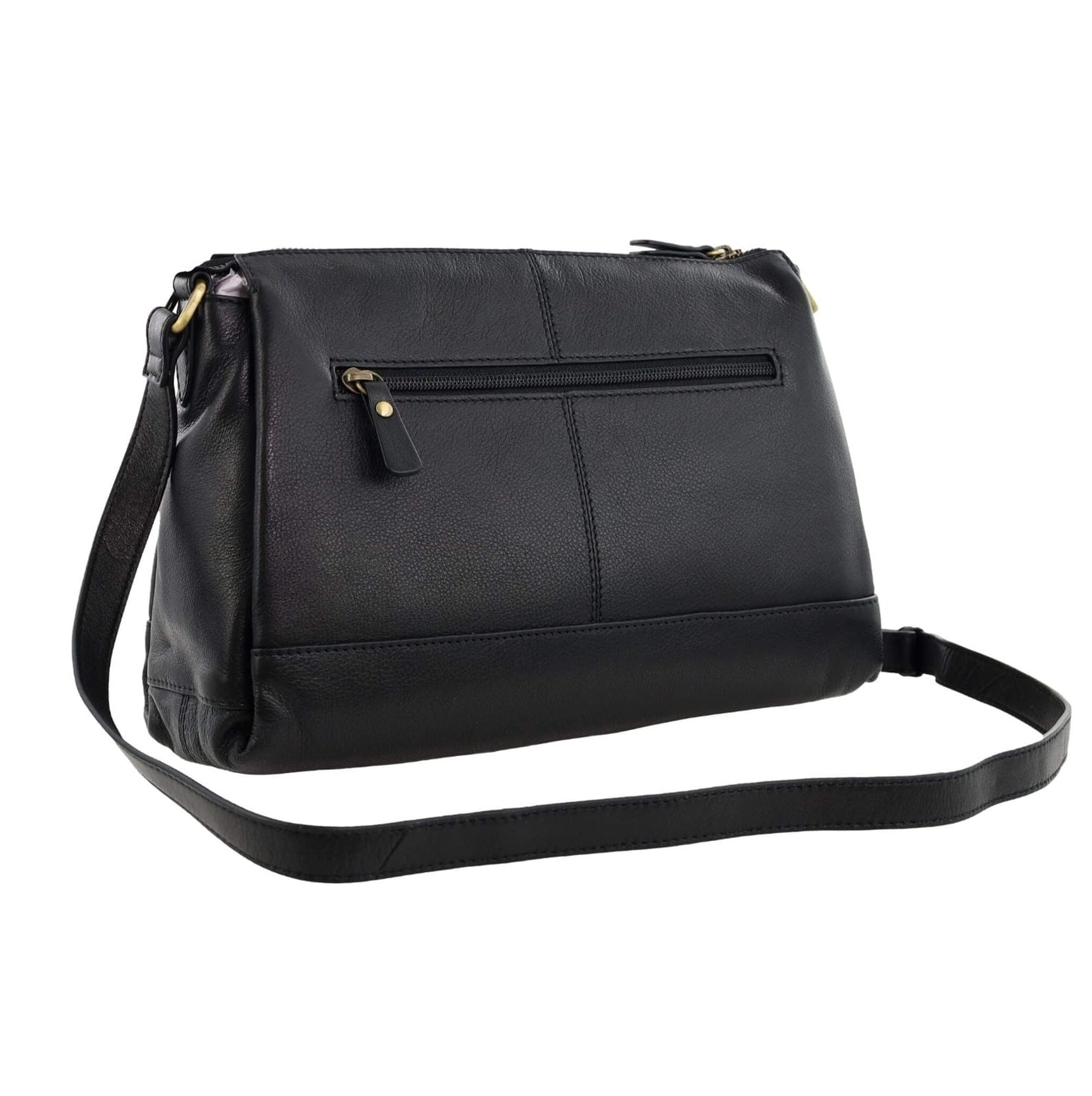 Pierre Cardin Ladies Leather Sleek Crossbody Bag in Black