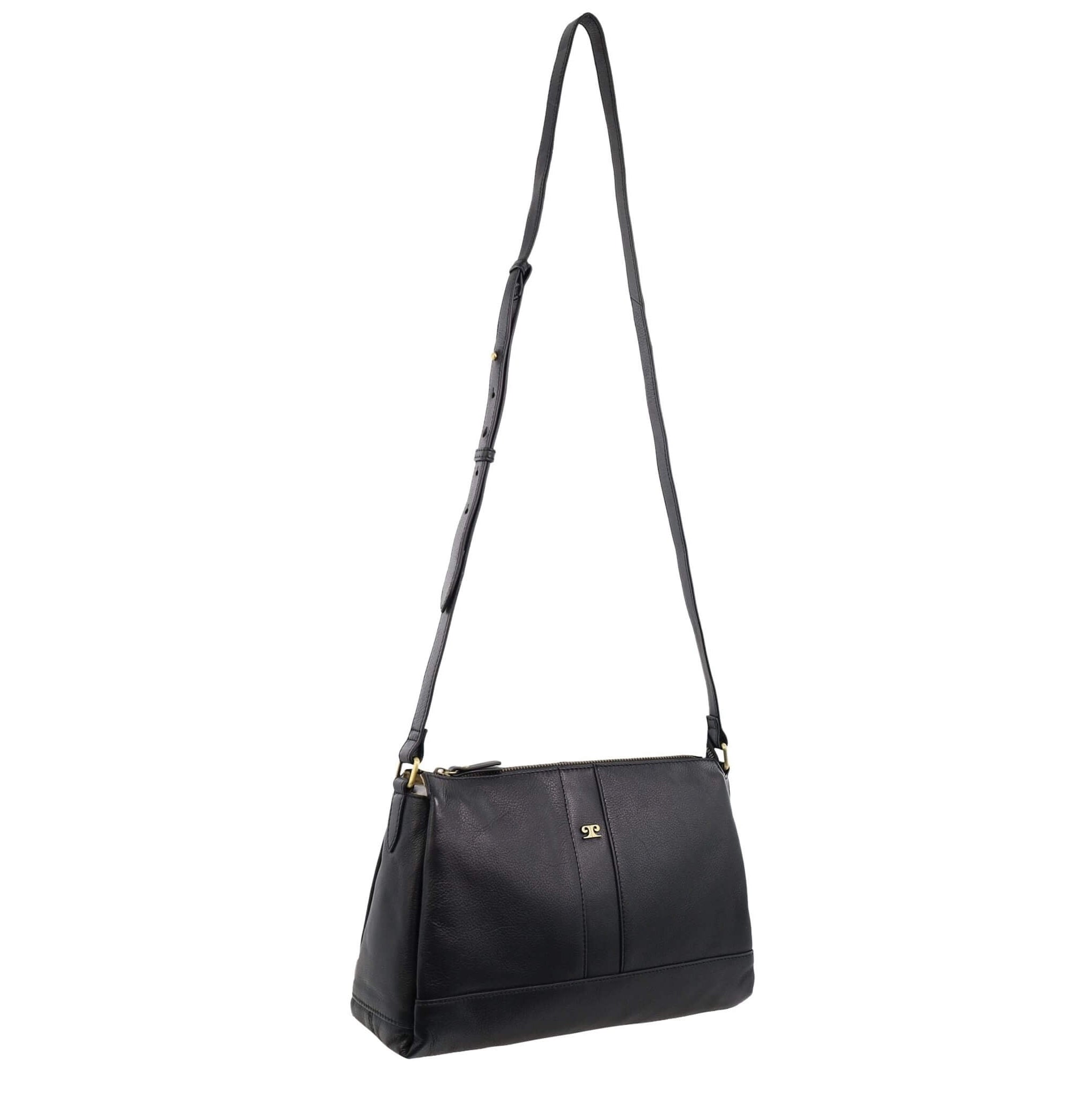 Pierre Cardin Ladies Leather Crescent Crossbody Bag in Black