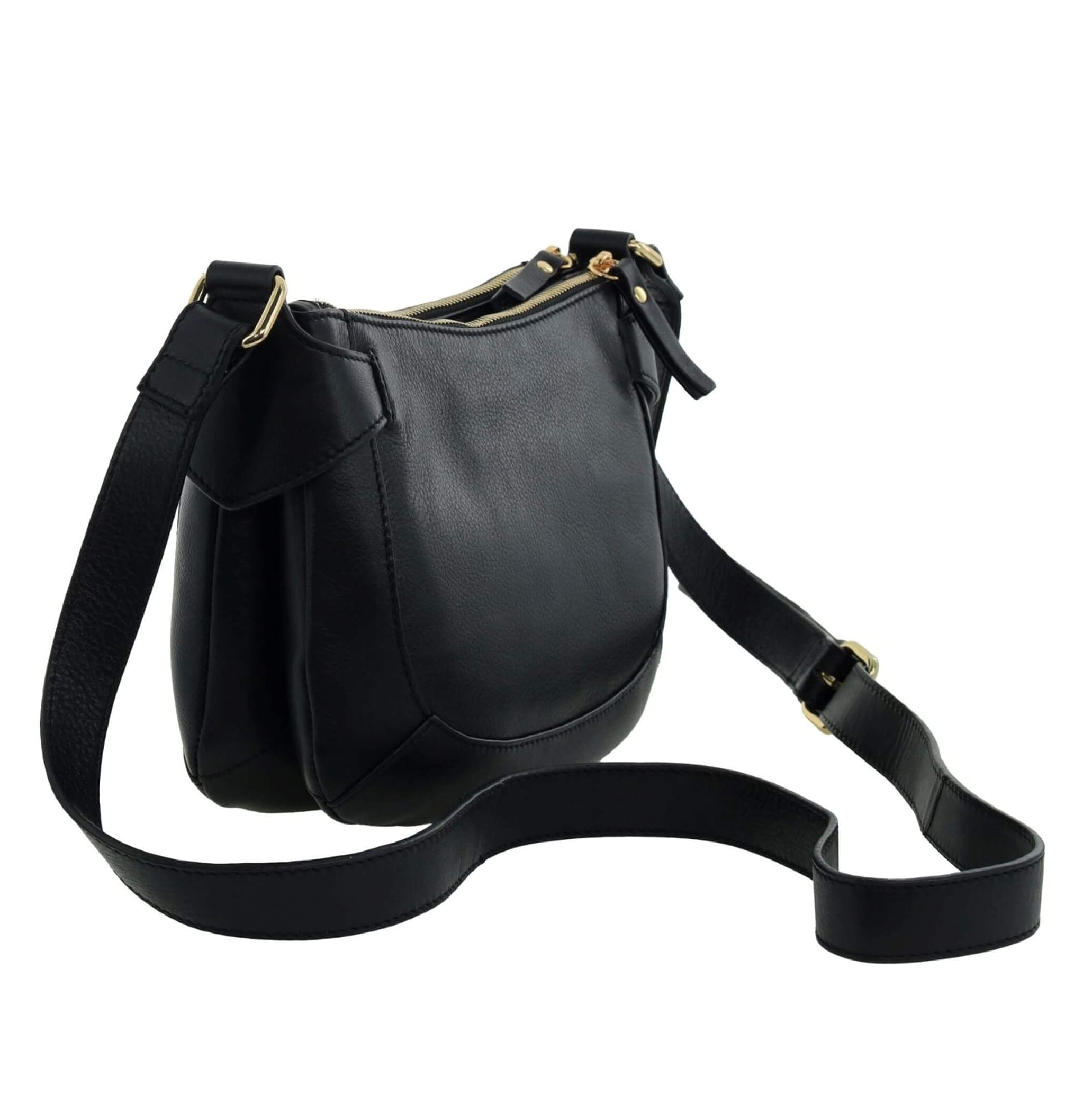 Pierre Cardin Ladies Leather Sleek Crossbody Bag in Black