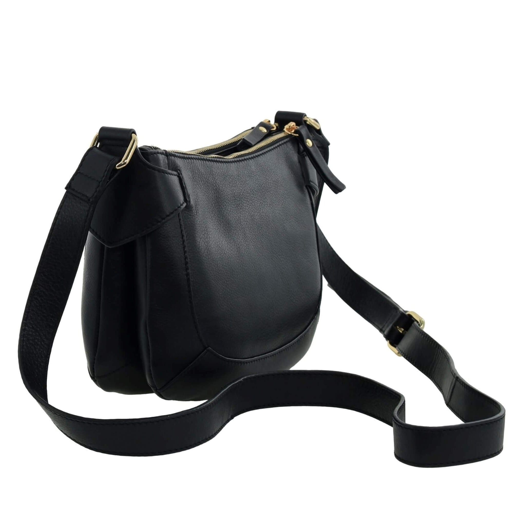 Pierre Cardin Ladies Leather Sleek Crossbody Bag in Black