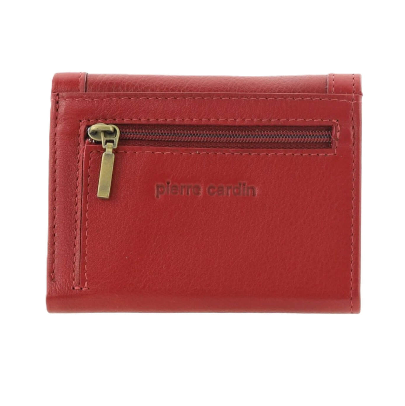 Pierre Cardin Ladies Leather Tri-fold Wallet in Red